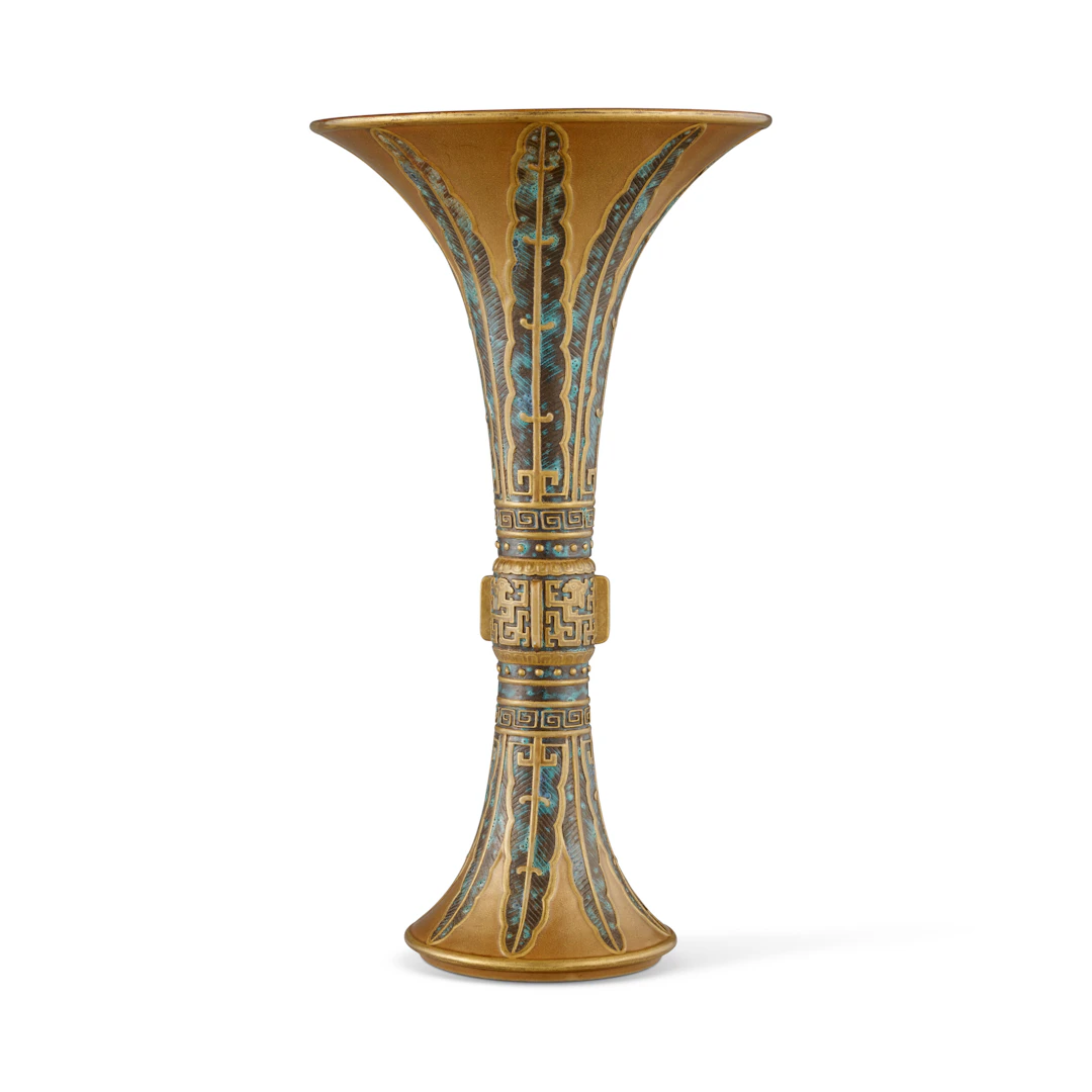 A Rare Moulded Imitation-Bronze ‘ Kui Dragon' Gu -Form Vase