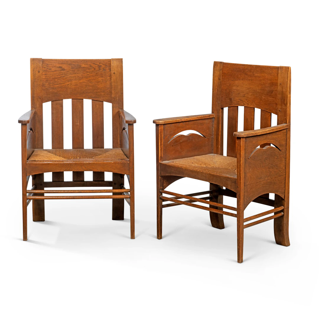 A Pair of Oak Armchairs