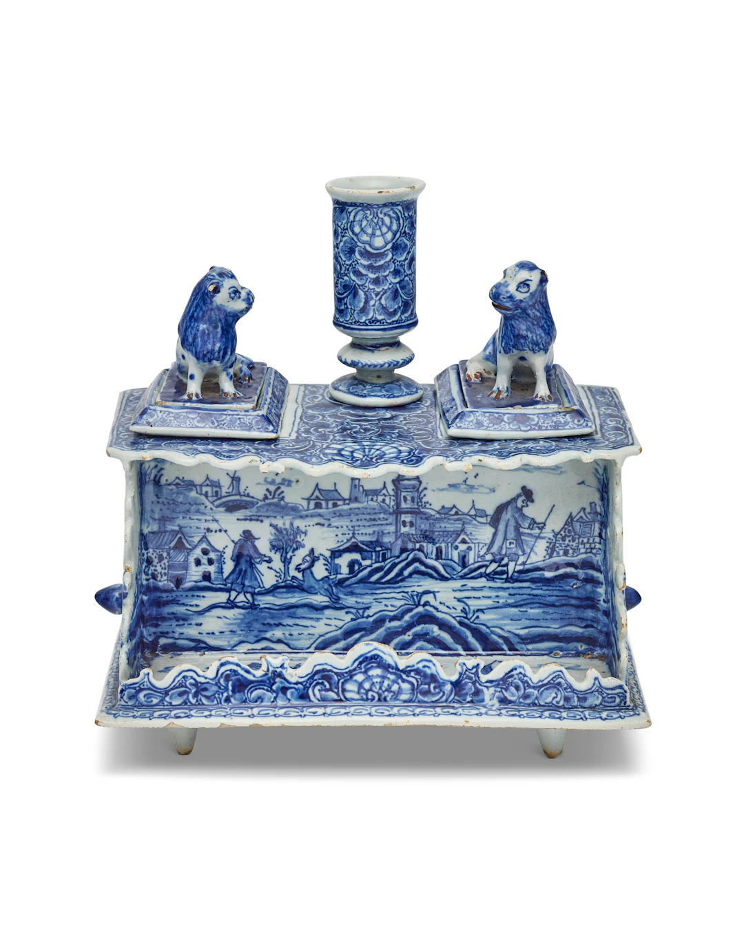 A Dutch Delft Blue and White Desk Set (Inktstel)