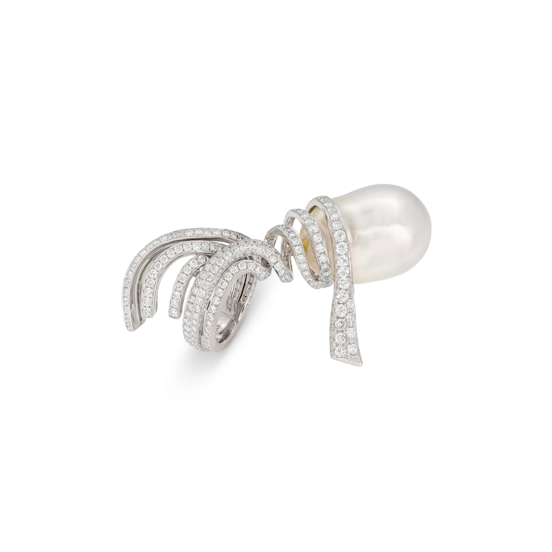 Cultured Pearl and Diamond Ring