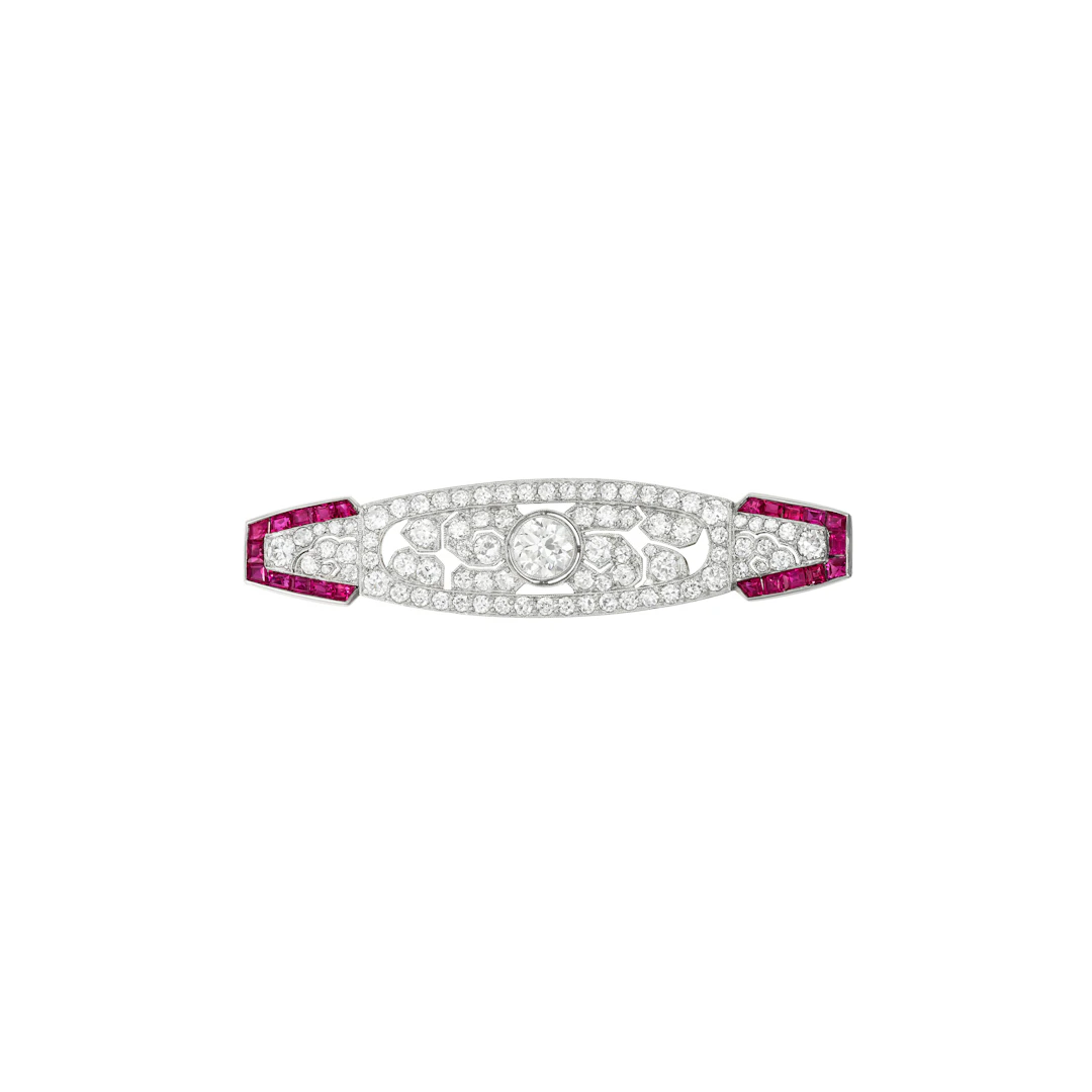Tiffany & Co. Art Deco Ruby and Diamond Brooch