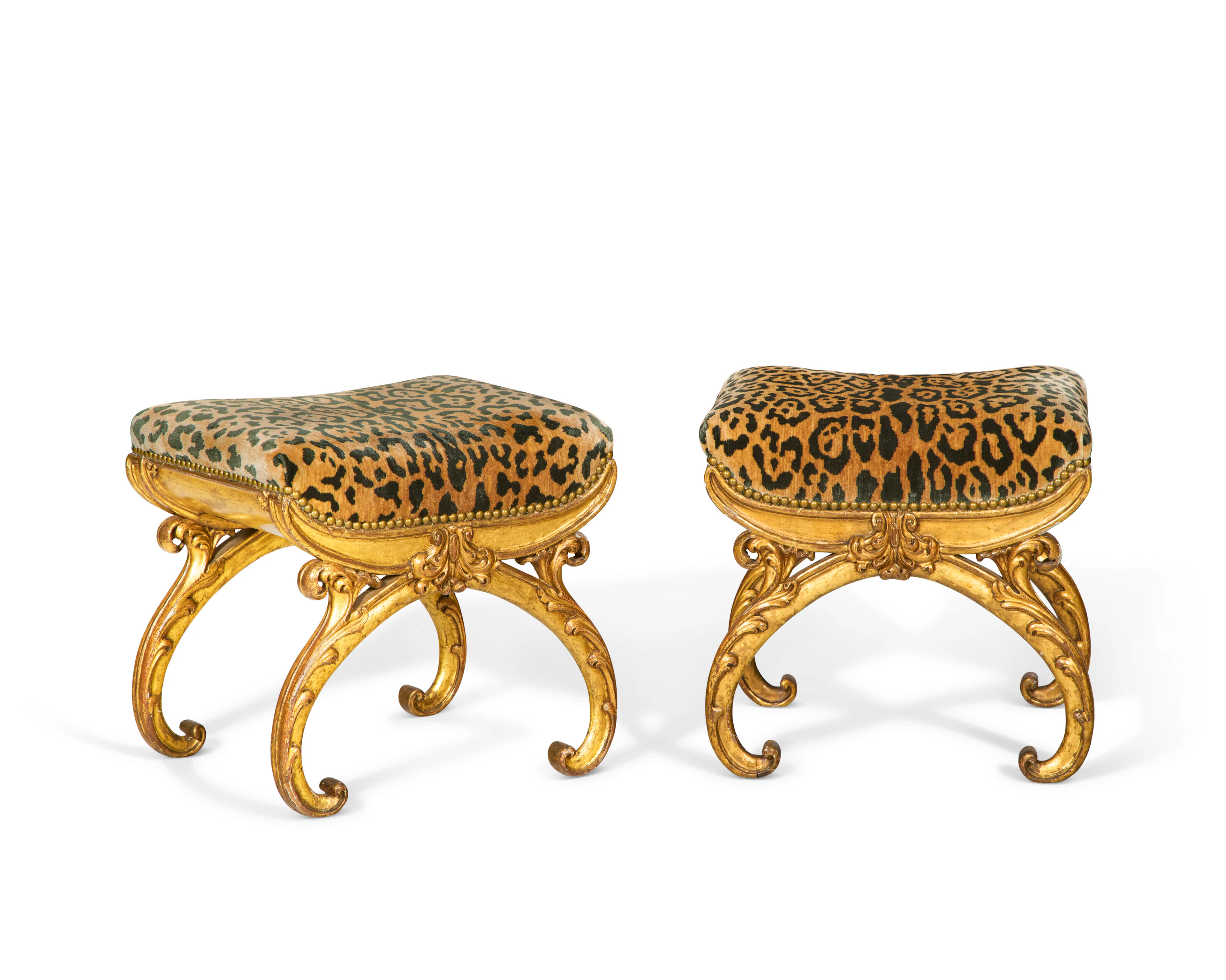 A Pair of Italian Giltwood Stools