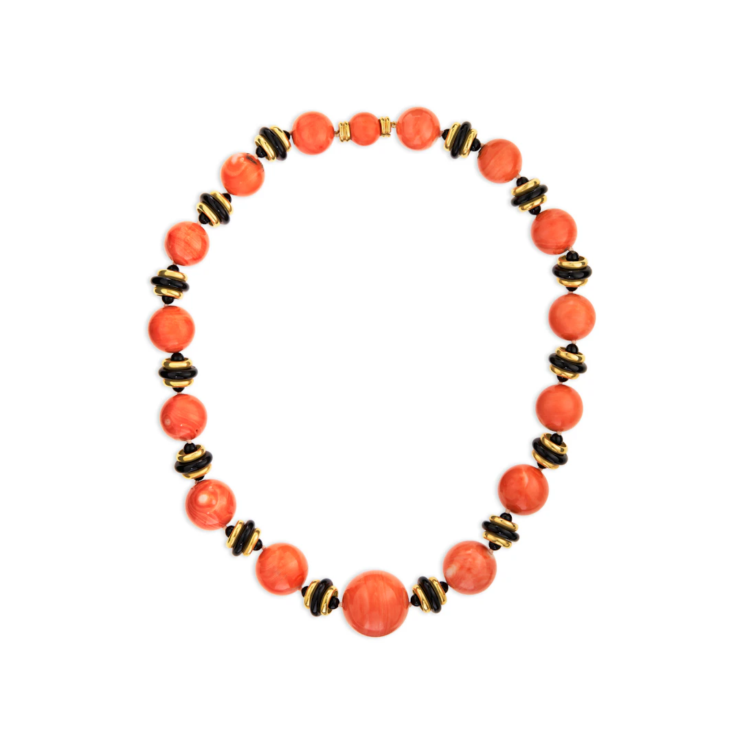 Trianon Coral and Onyx Necklace