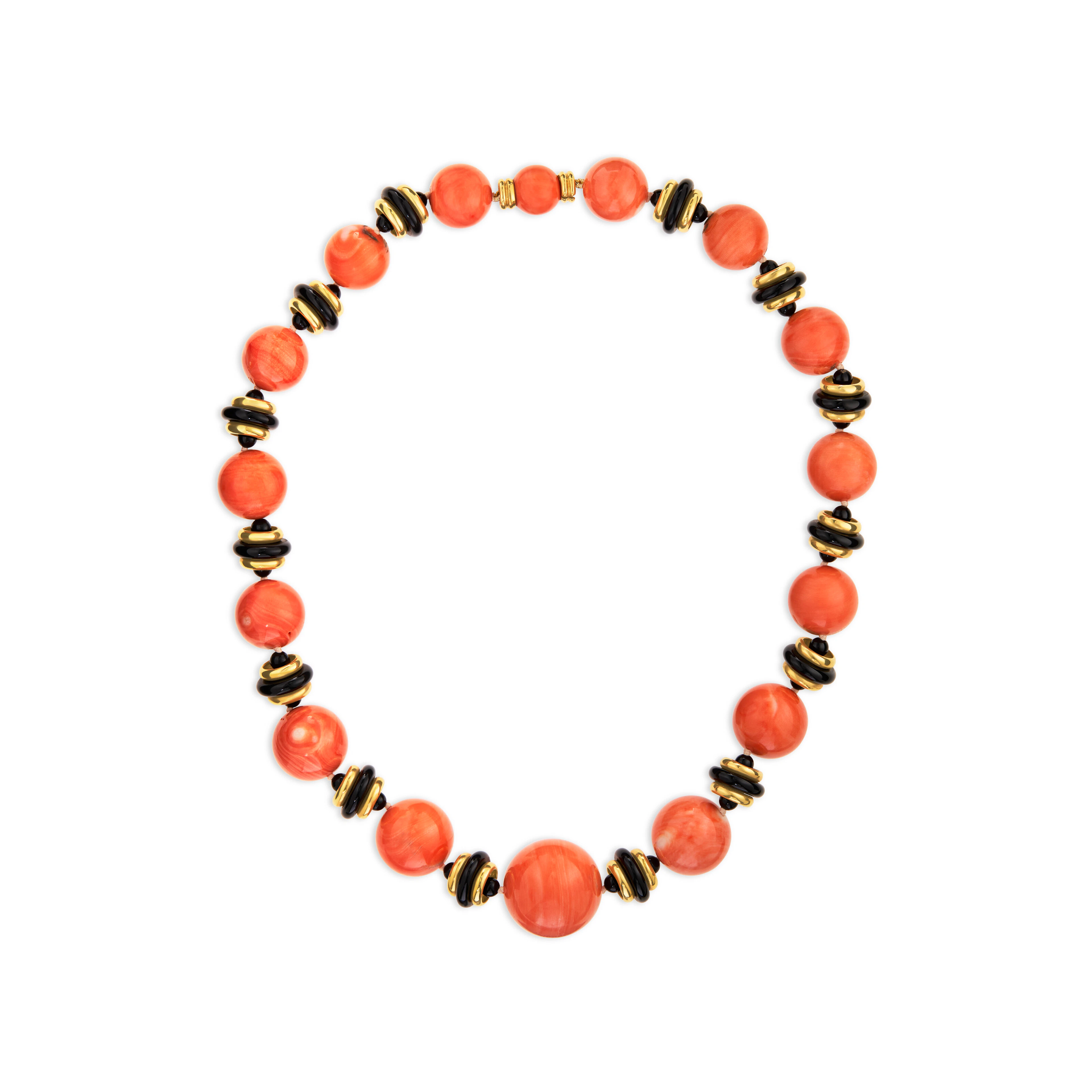 Trianon Coral and Onyx Necklace