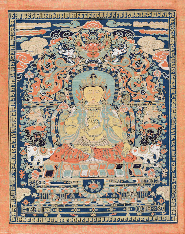 An Inscribed Brocade Thangka Depicting Avalokiteshvara
