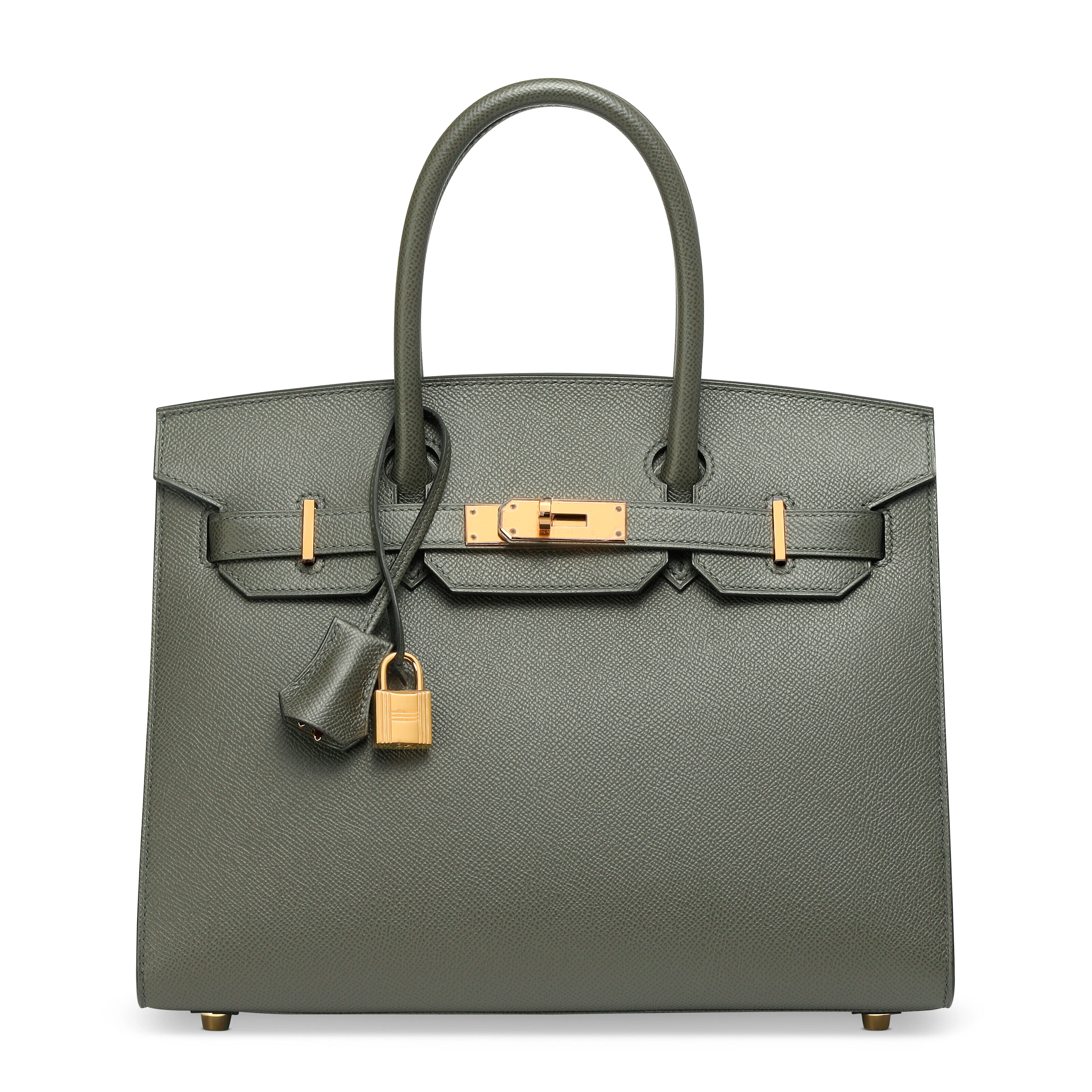 A VERT DE GRIS EPSOM LEATHER SELLIER BIRKIN 30 WITH GOLD HARDWARE