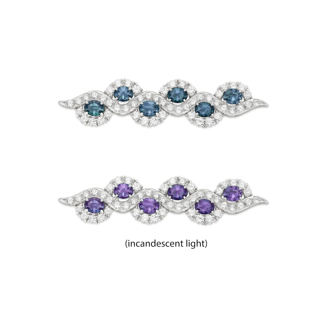 Alexandrite and Diamond Brooch