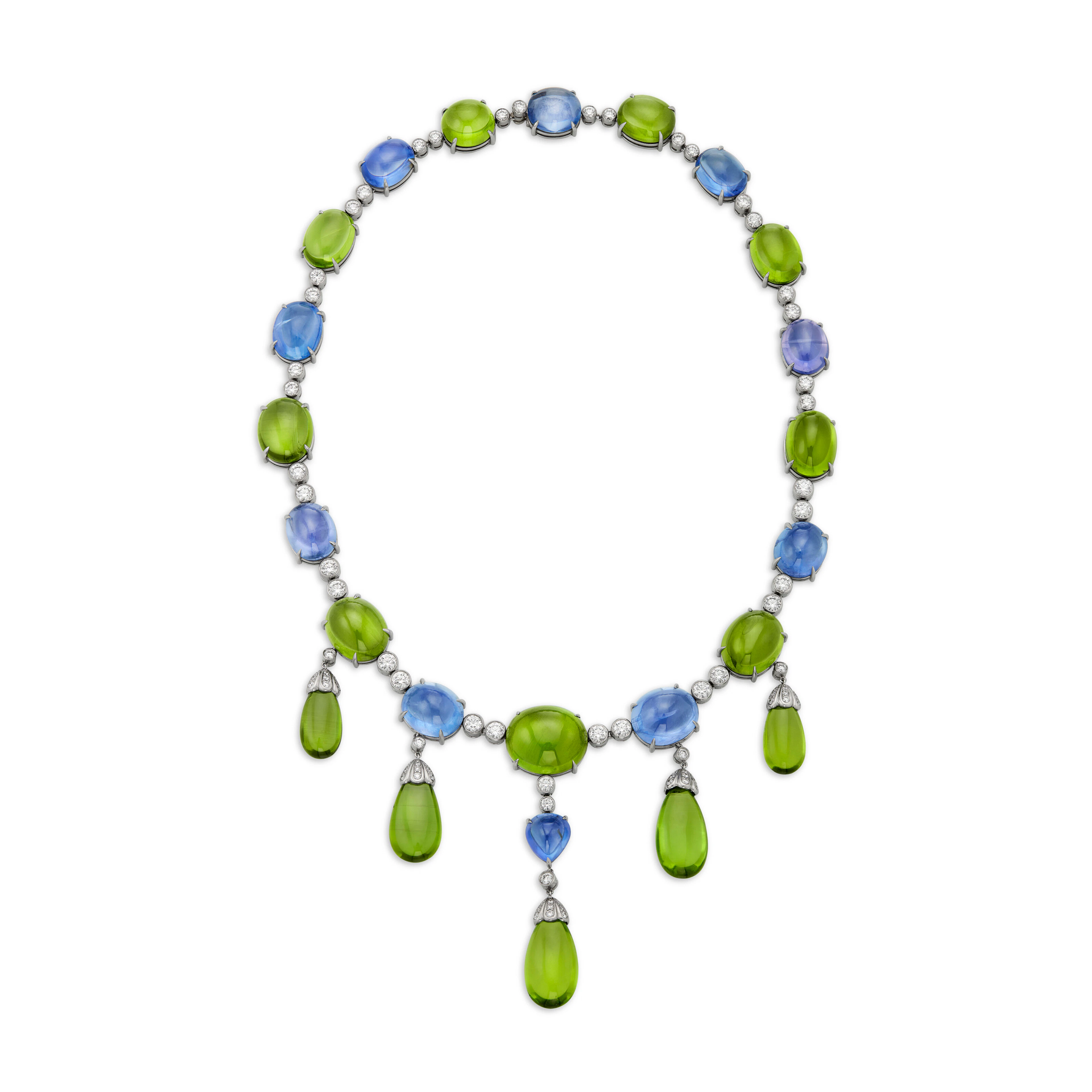 Bulgari Peridot, Sapphire and Diamond Necklace