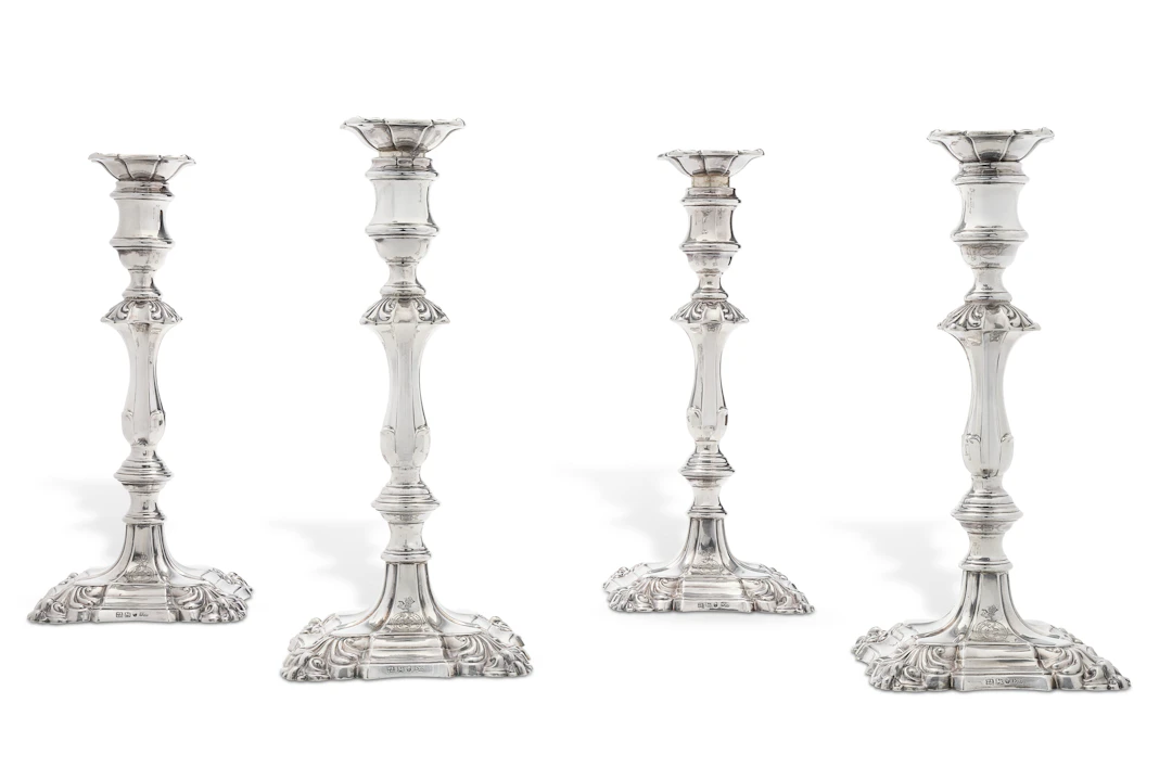 Quatre Flambeaux En Argent D'époque Victorienne