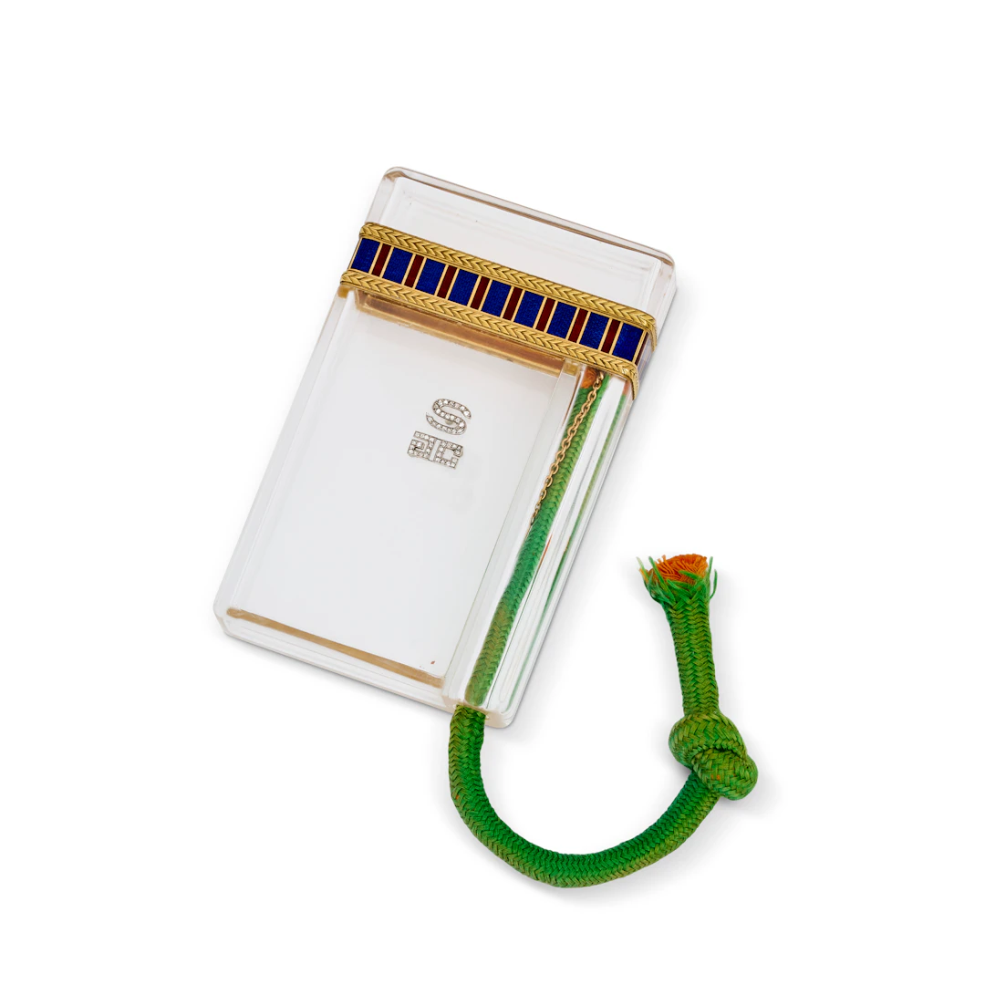 Cartier Art Deco Rock Crystal, Diamond and Enamel Cigarette Case