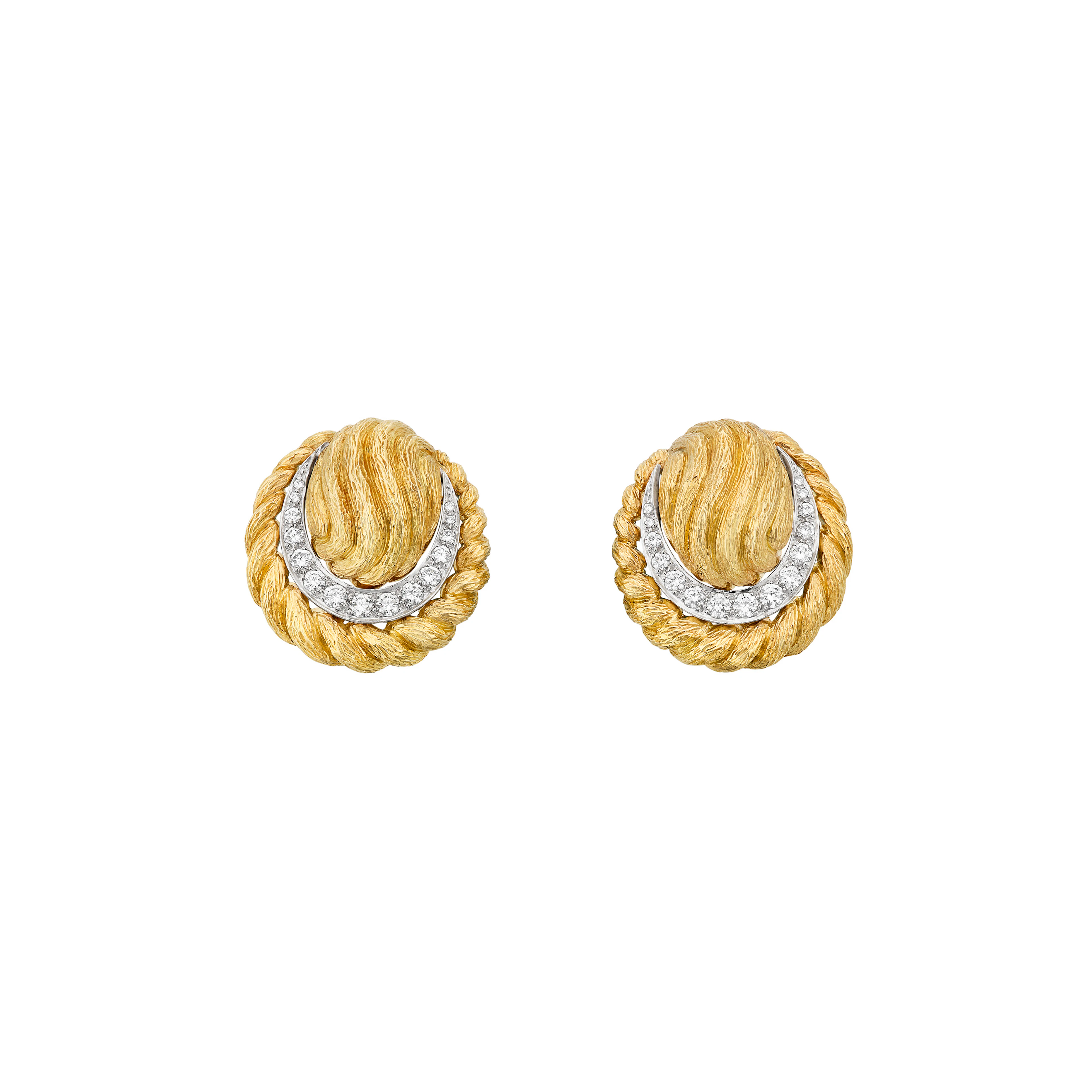 David Webb Diamond and Gold Earrings