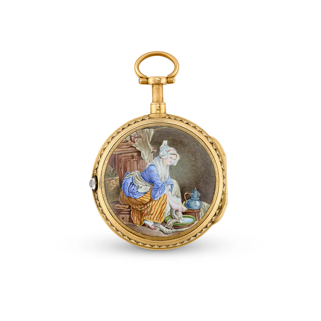 Louis Xv Enamelled Two-Colour Gold Verge Pocket Watch, Paris, 1774