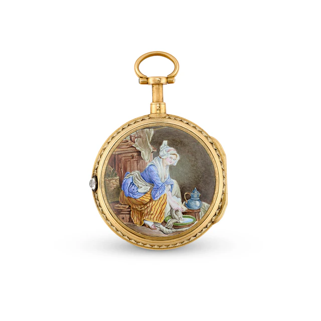 Louis Xv Enamelled Two-Colour Gold Verge Pocket Watch, Paris, 1774