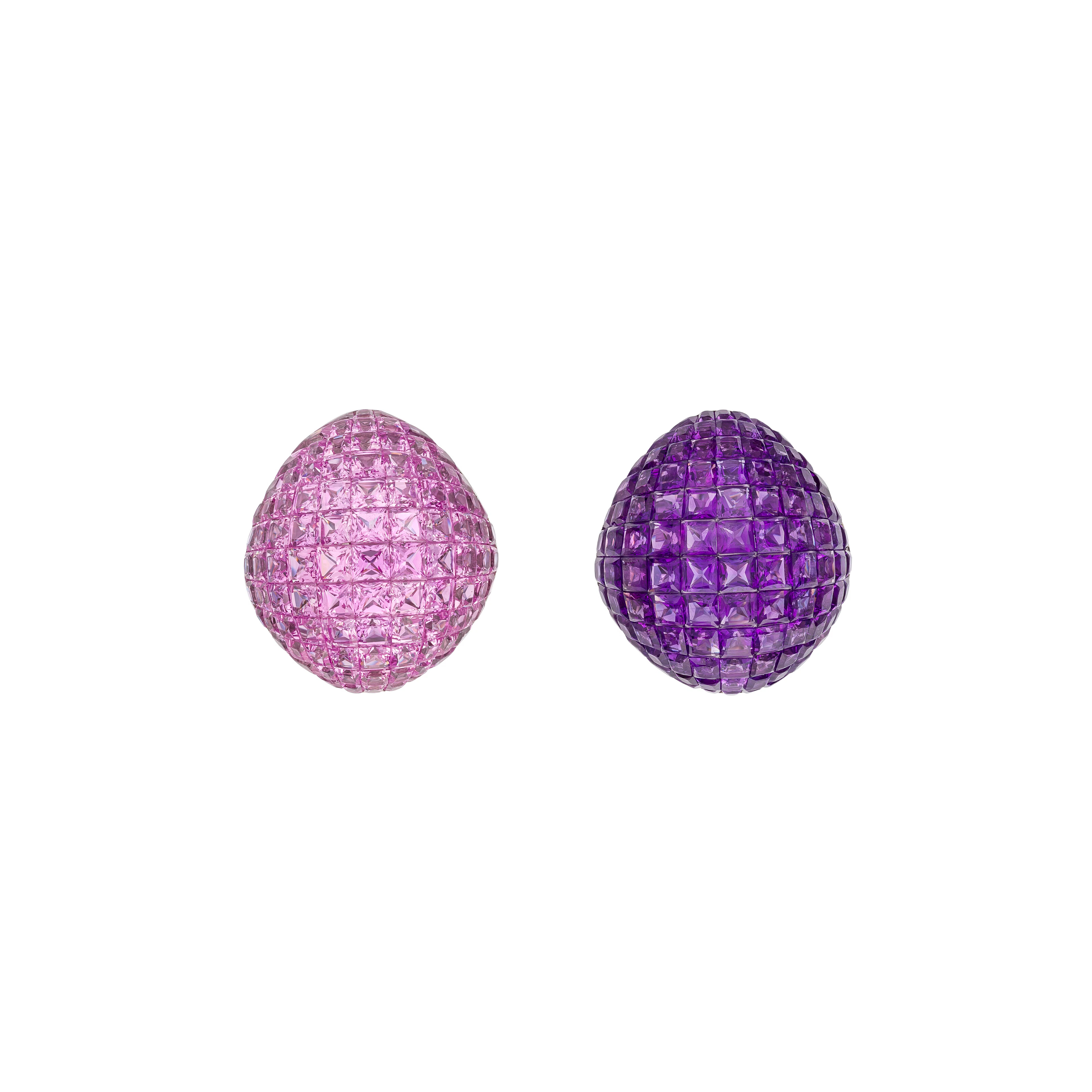 Sabbadini Pair of Coloured Sapphire and Amethyst Earrings