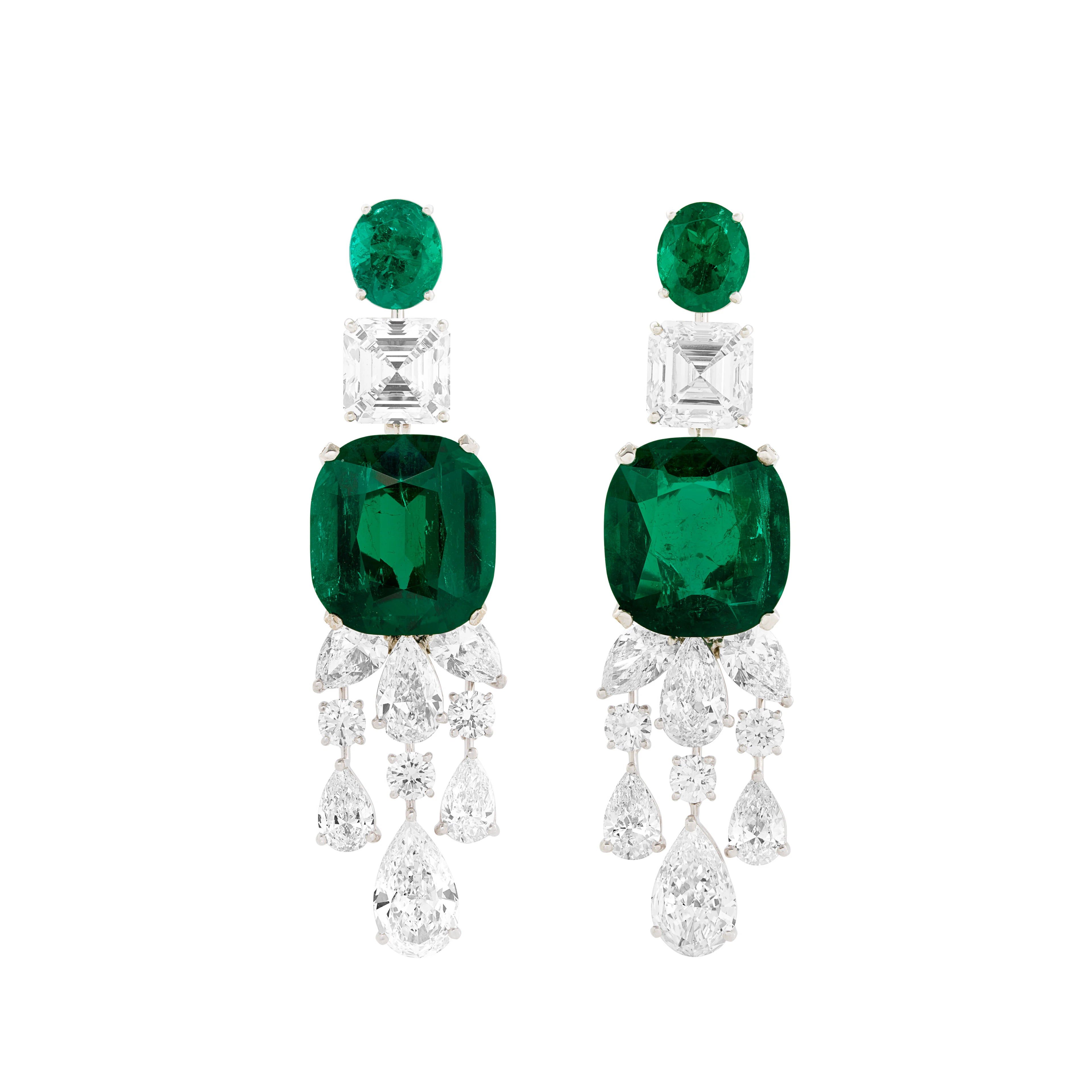 Important Pair of Graff Emerald and Diamond Earrings
