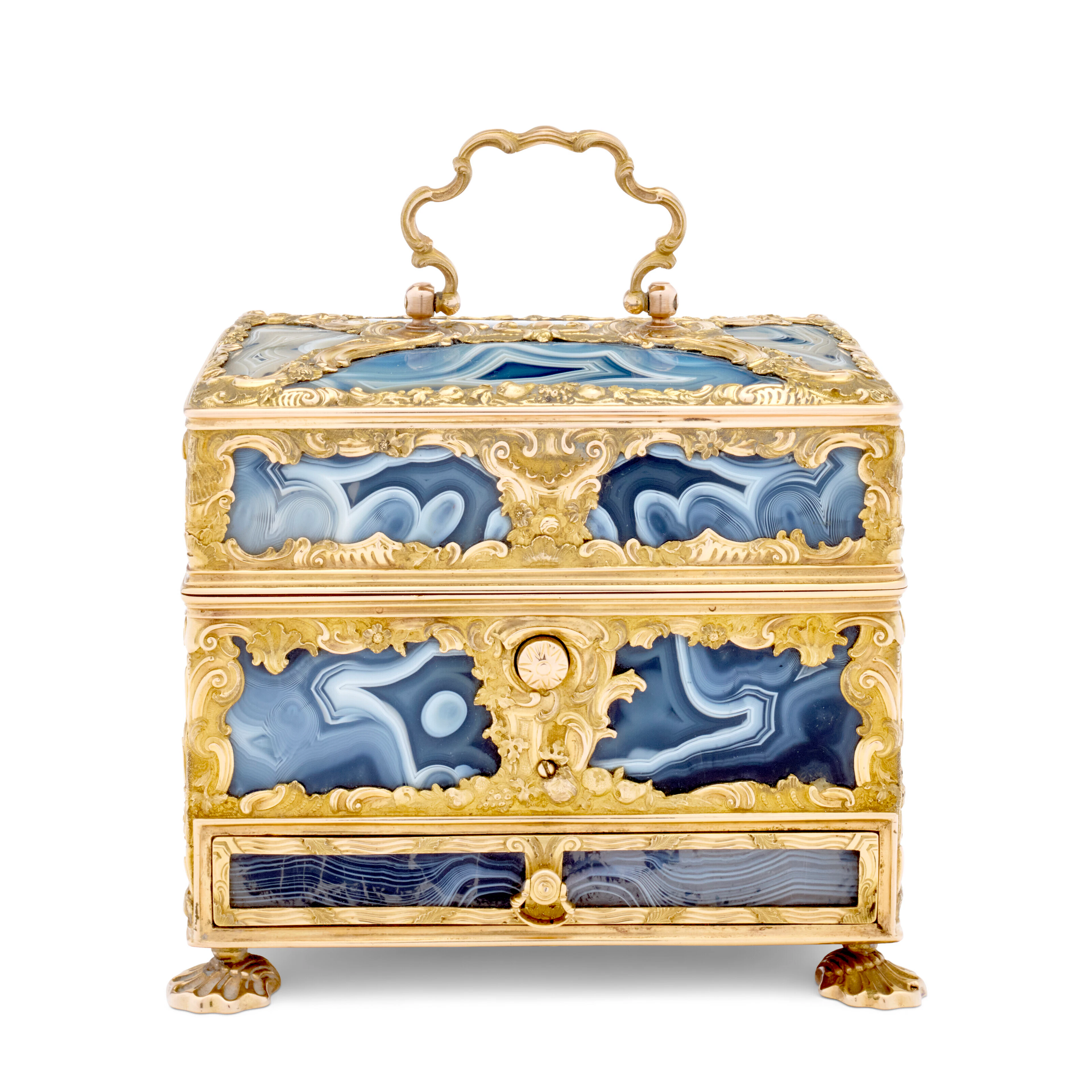 Nécessaire En or, Agate, Verre Et Cuivre D’époque George Iii