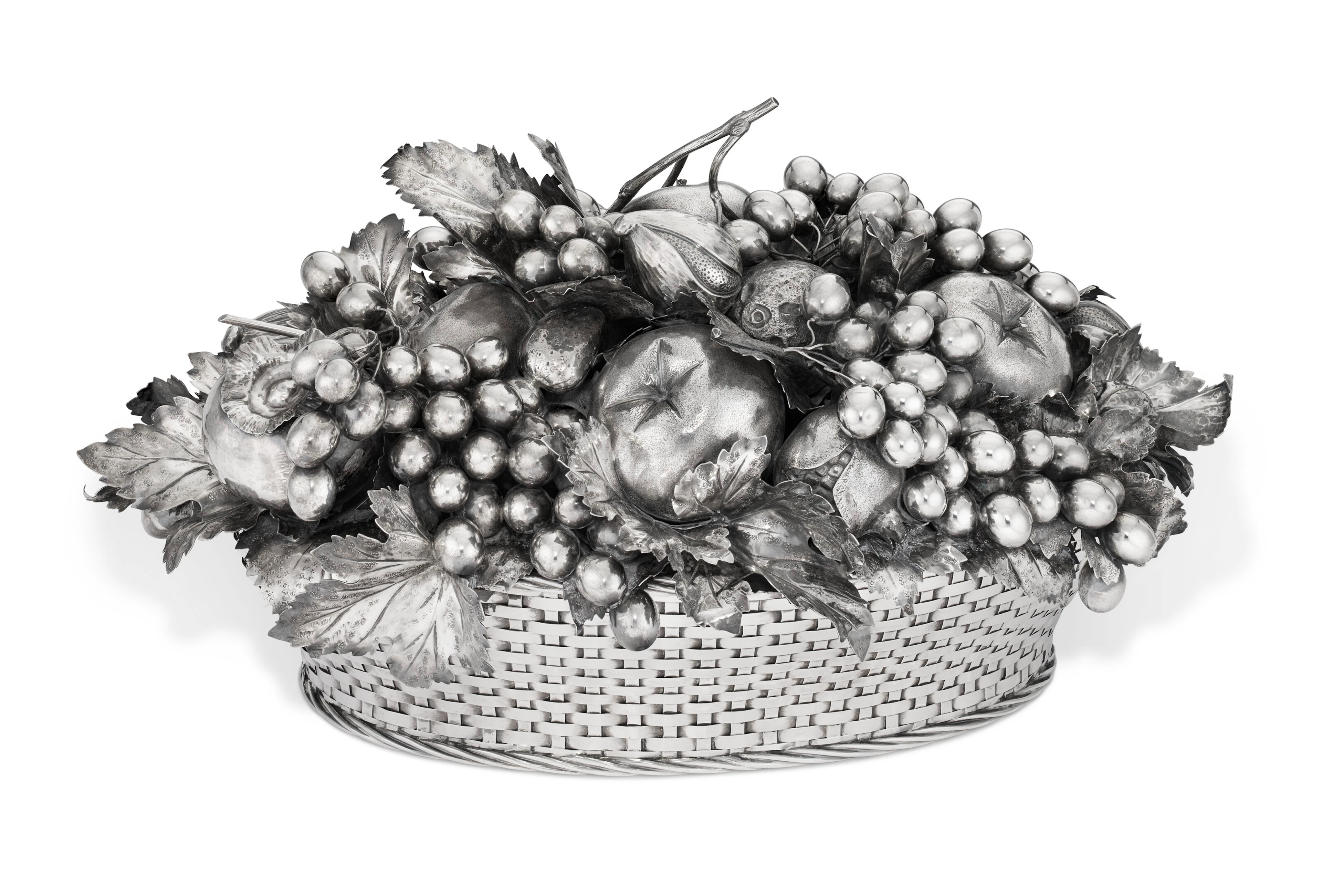A Large Italian Silver Fruit Basket Centerpiece
