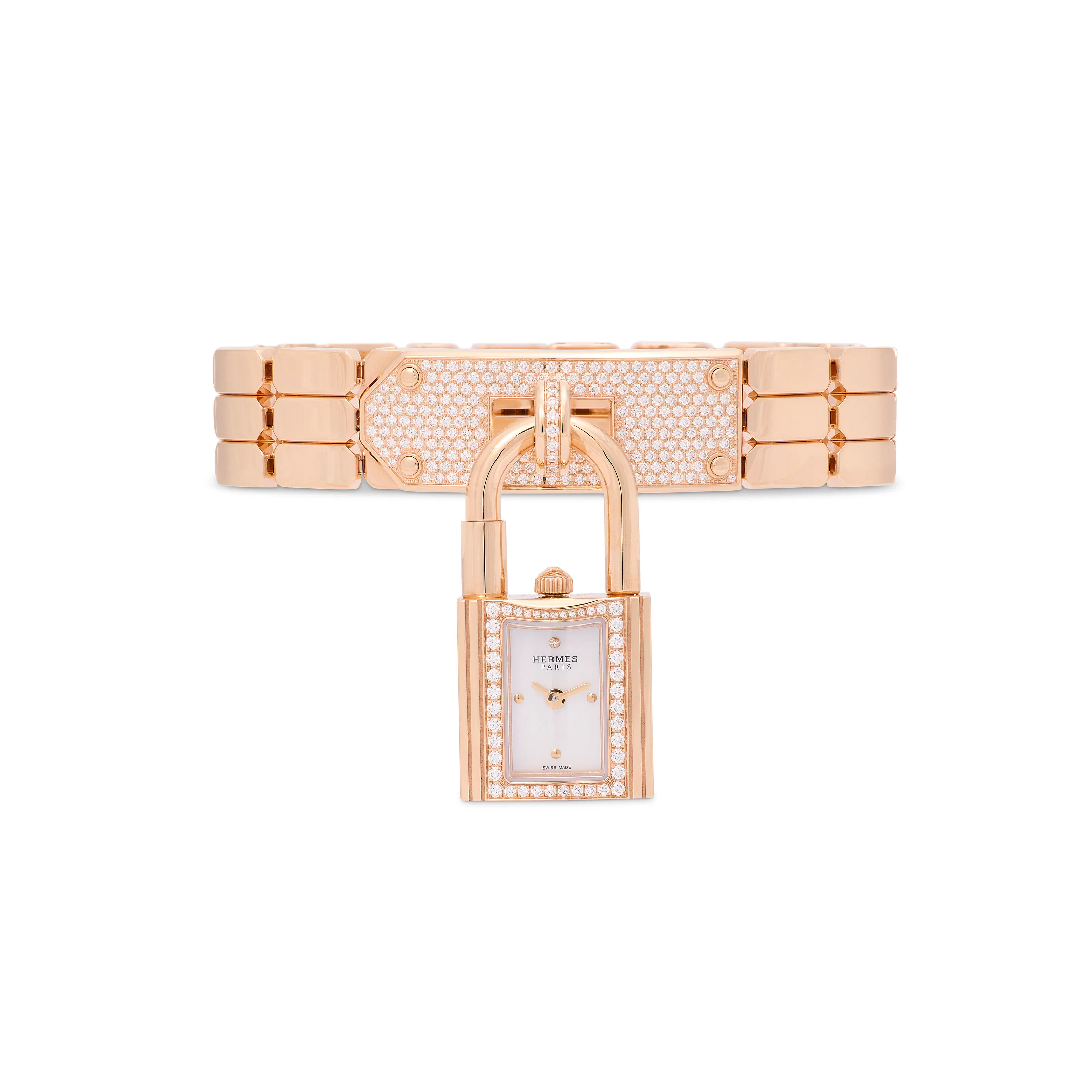 An 18K Rose Gold and Diamond Kelly Clochette Watch