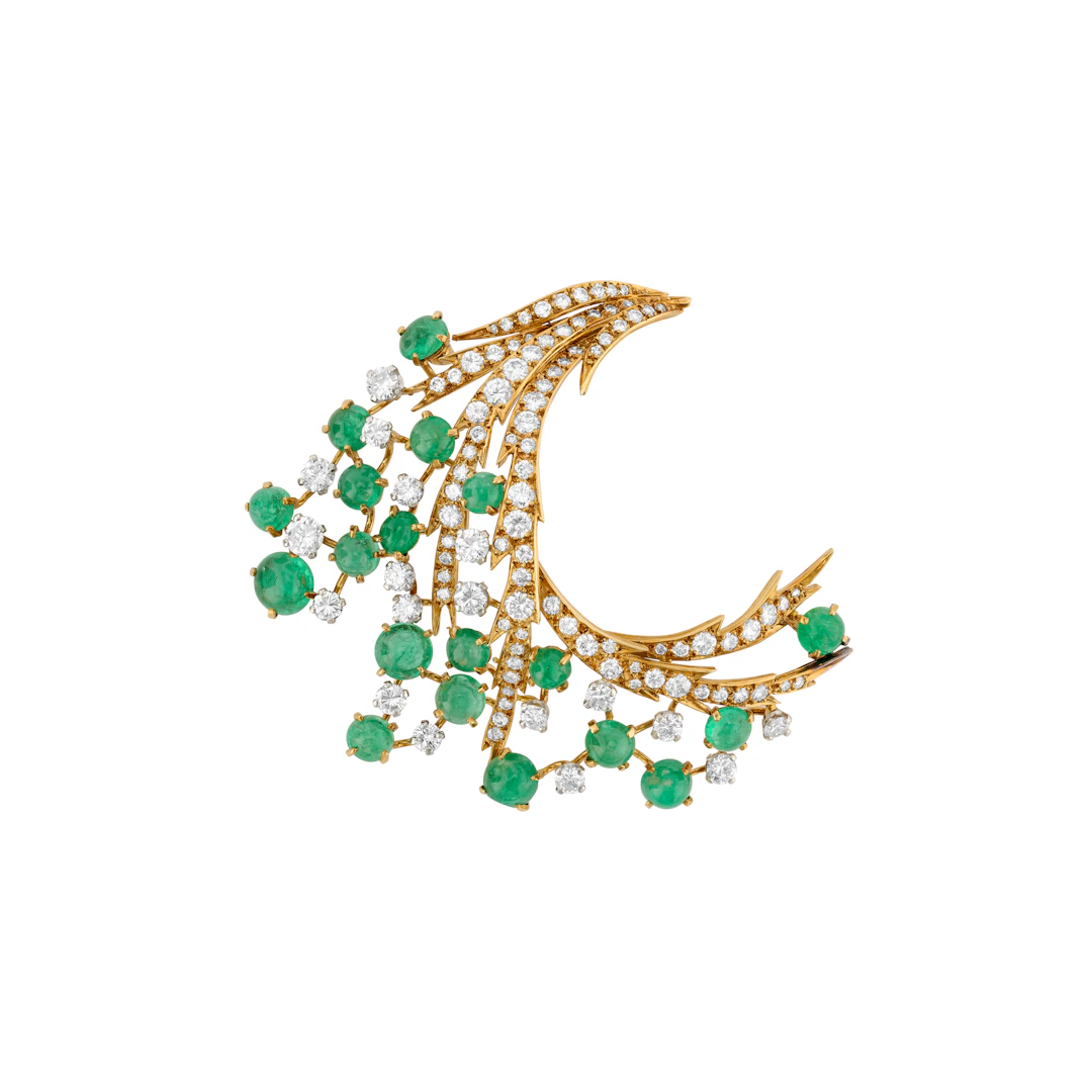 Emerald and Diamond Brooch