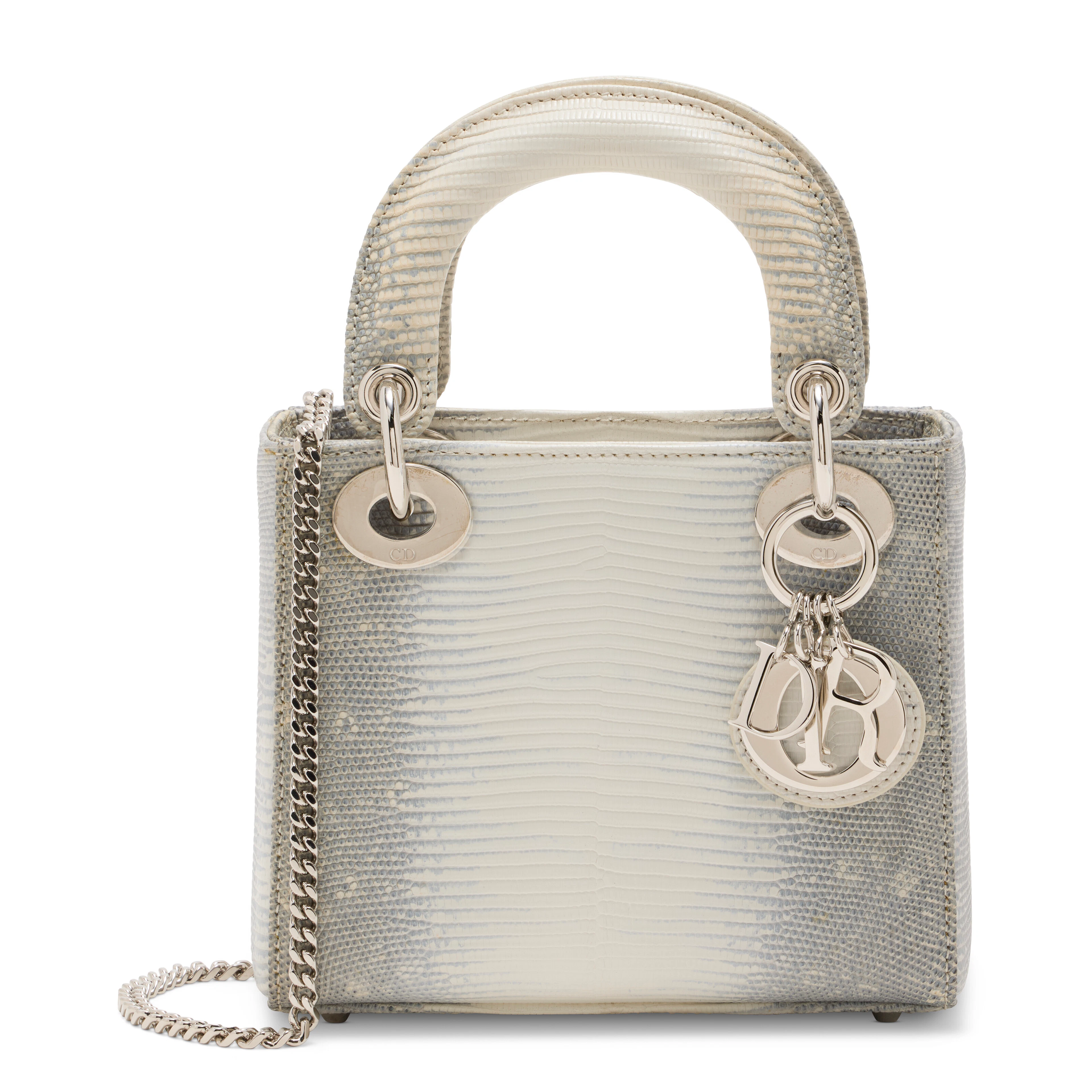 A Limited Edition Matte White Himalaya Lizard Mini Lady Dior with