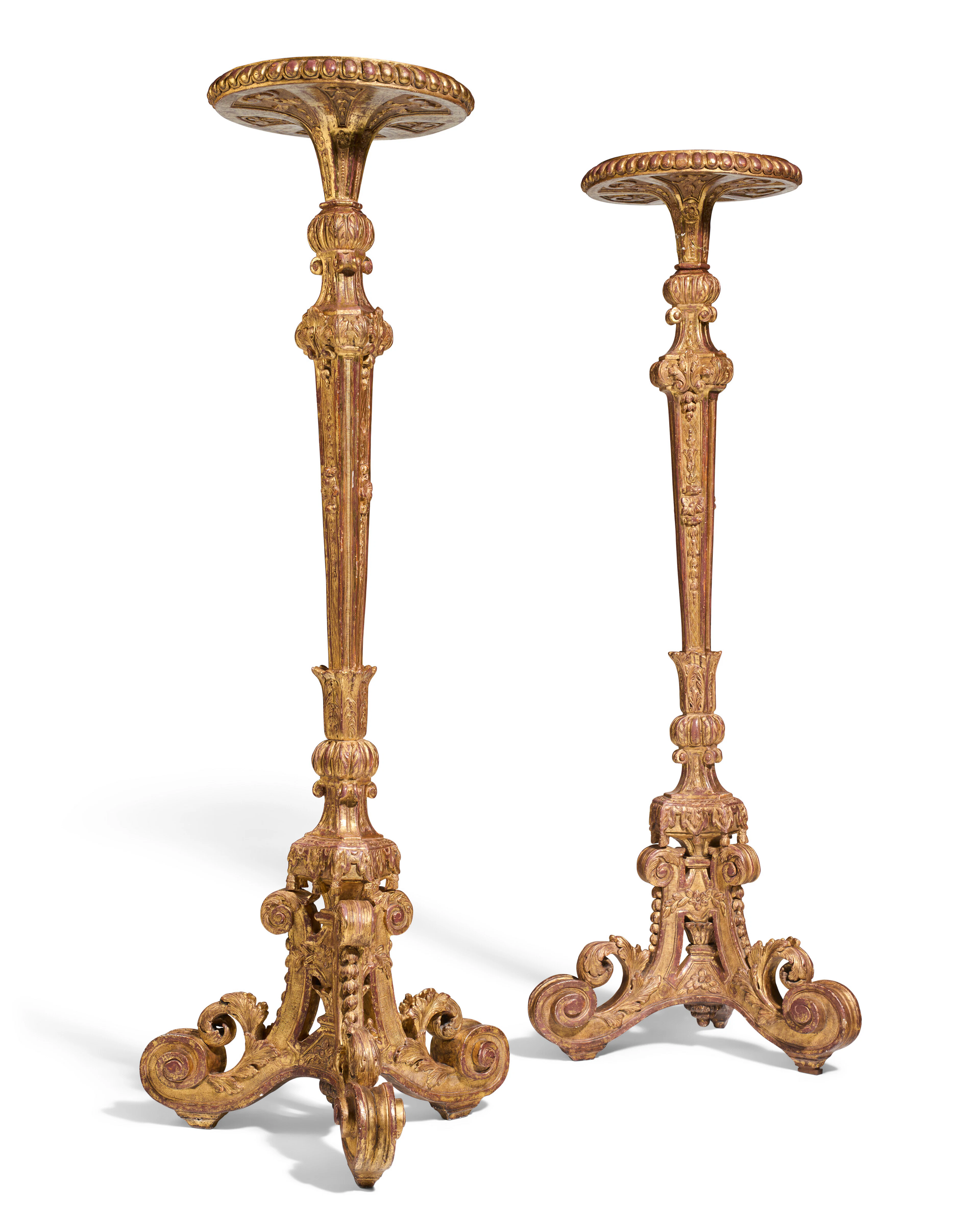 A Pair of Louis Xiv-Style Giltwood Torcheres