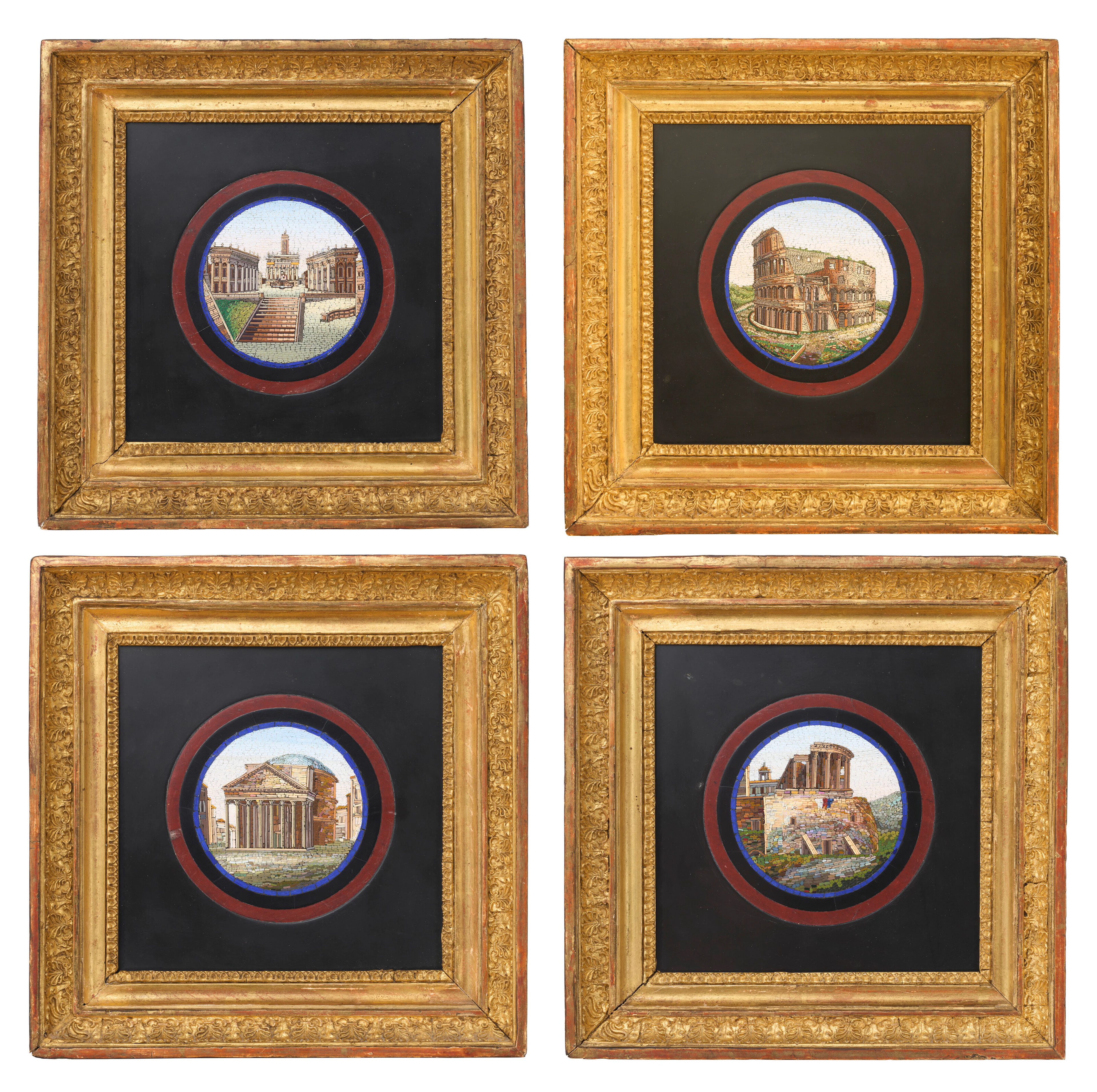 A Group of Four Roman Framed Micromosaic Medallions