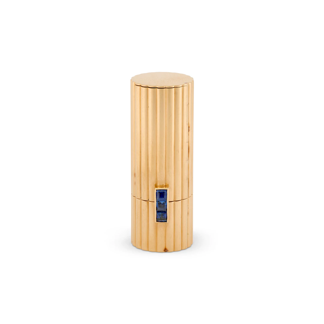 Charles Holl Retro Sapphire and Gold Lipstick Holder