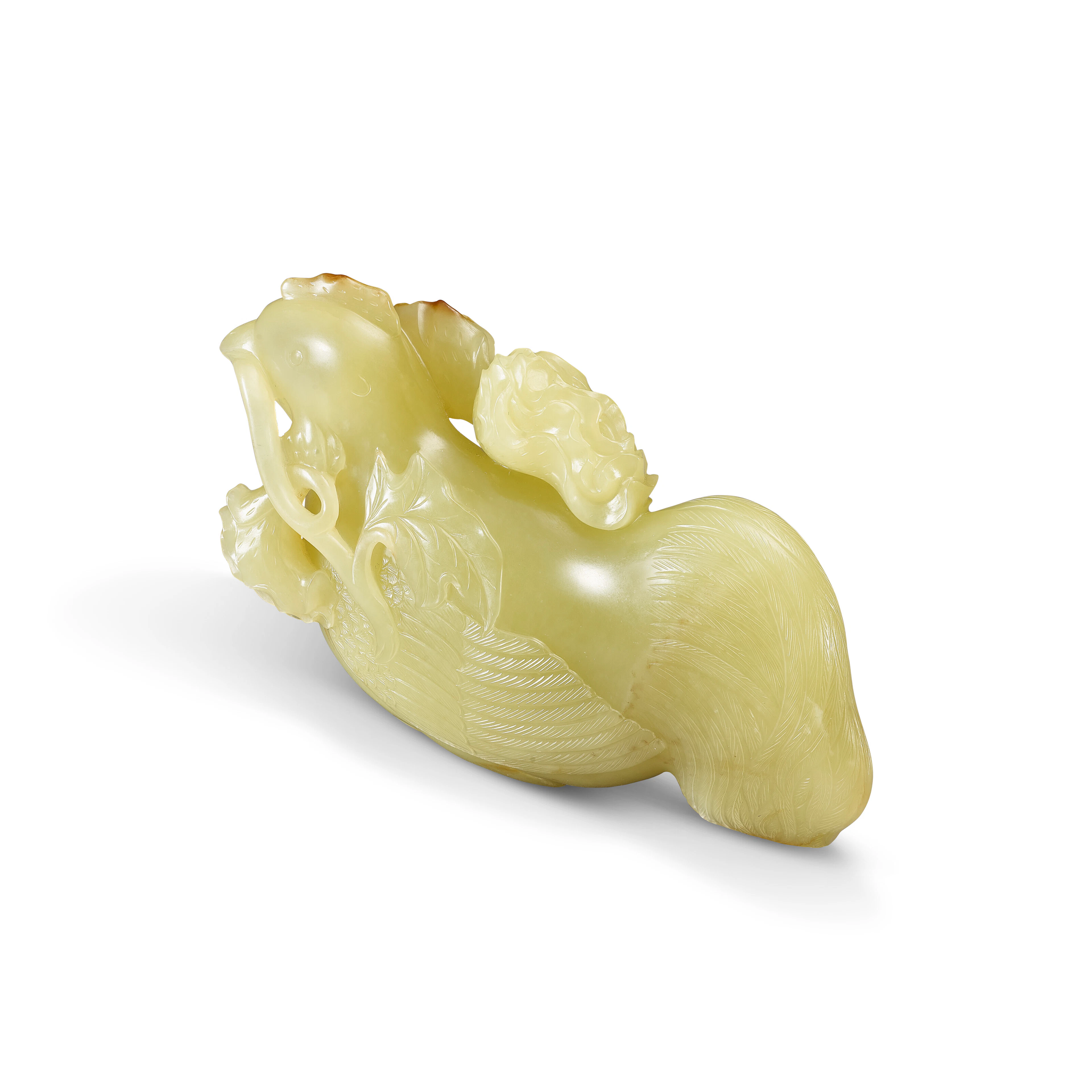 A Yellow Jade Carving of a Rooster