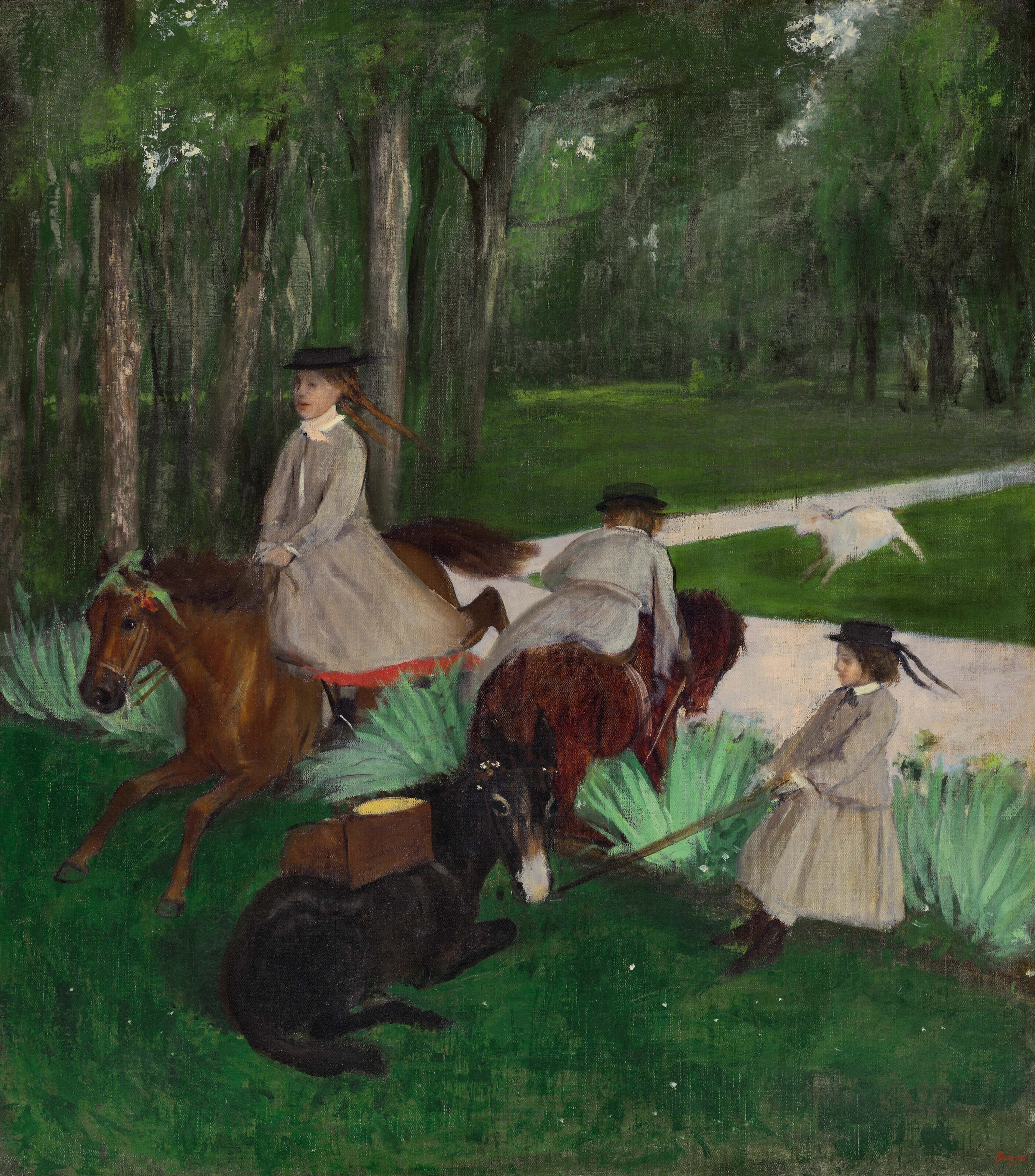 EDGAR DEGAS (1834-1917) Enfants et poneys dans un parc