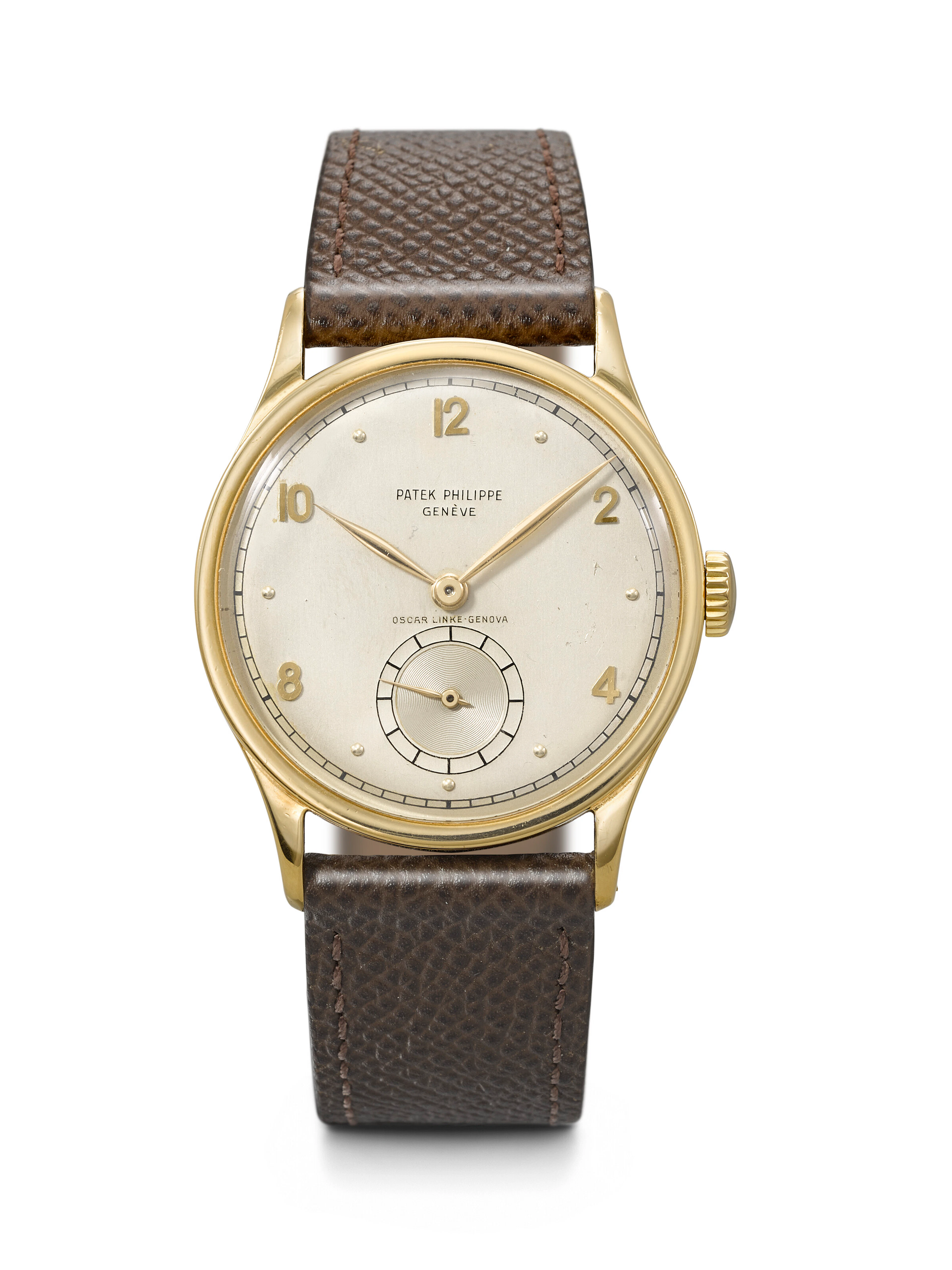PATEK PHILIPPE. AN EXTREMELY RARE AND HIGHLY ATTRACTIVE 18K GOLD WRISTWATCH