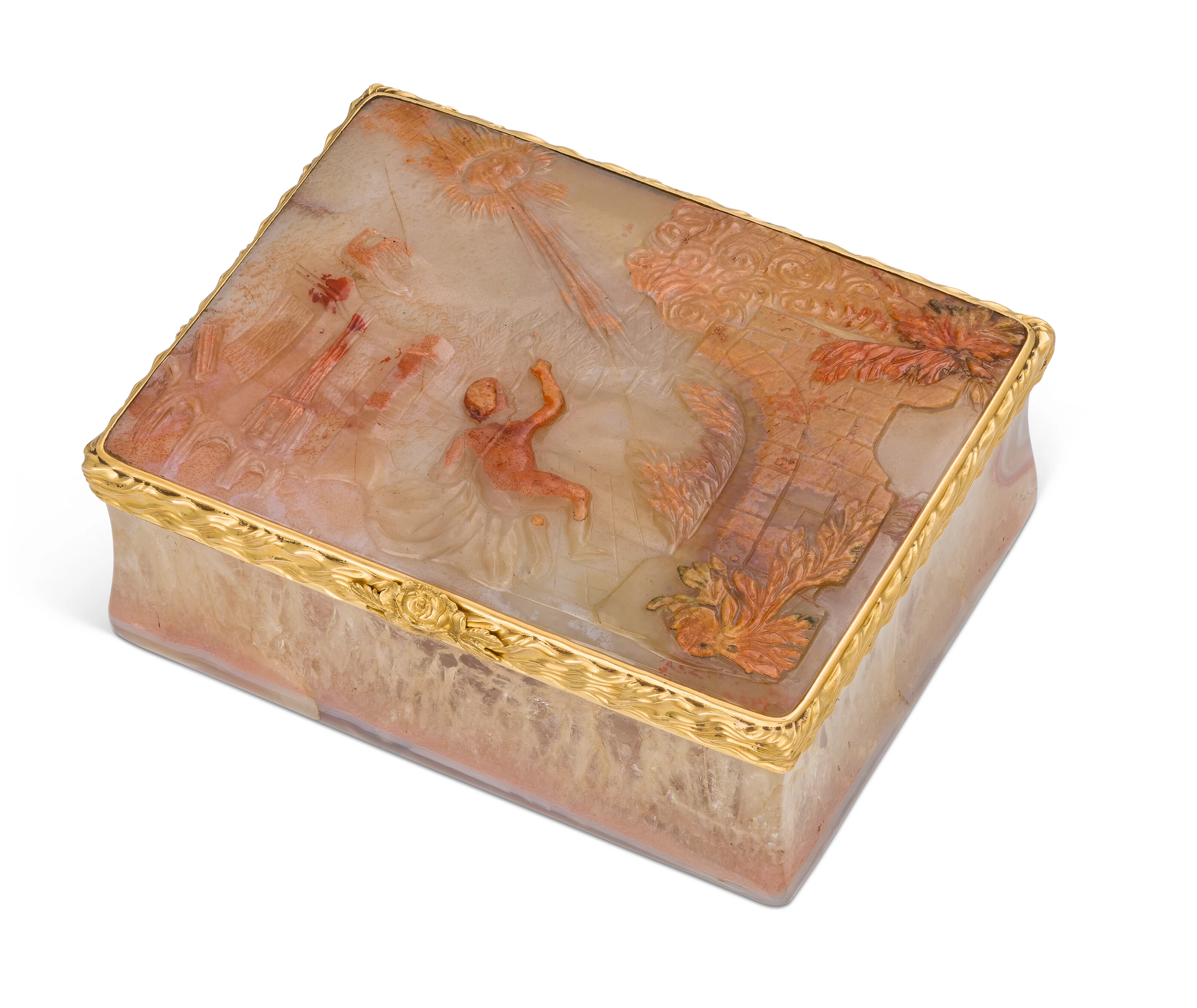 German Gold-Mounted Agate Snuff-Box, Dresden, Circa 1750