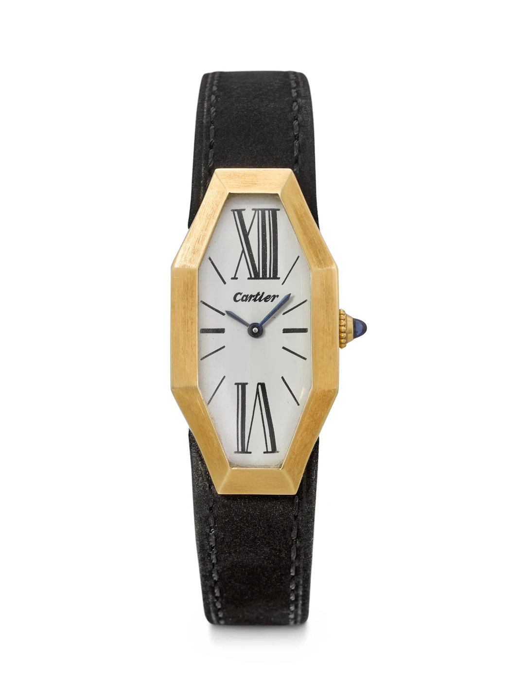 Cartier. An Exceedingly Rare 18K Gold Elongated Octagonal Wristwatch