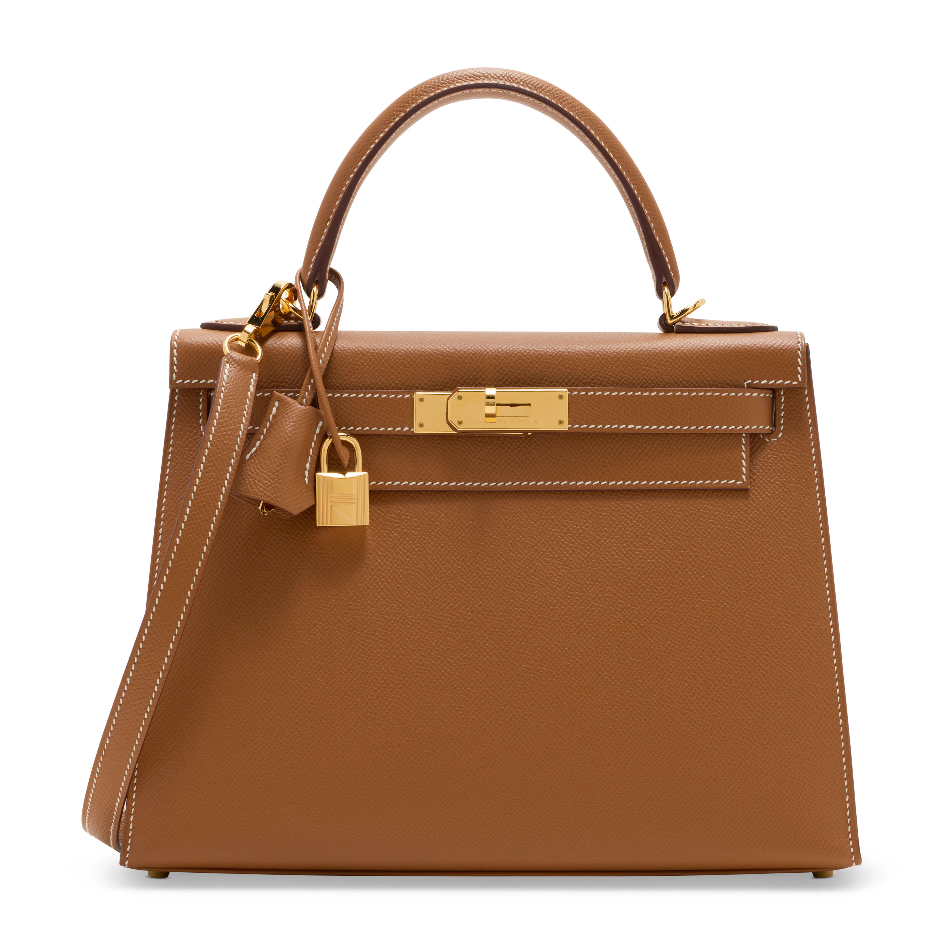 A Gold Epsom Leather Sellier Kelly 28 with Gold Hardware