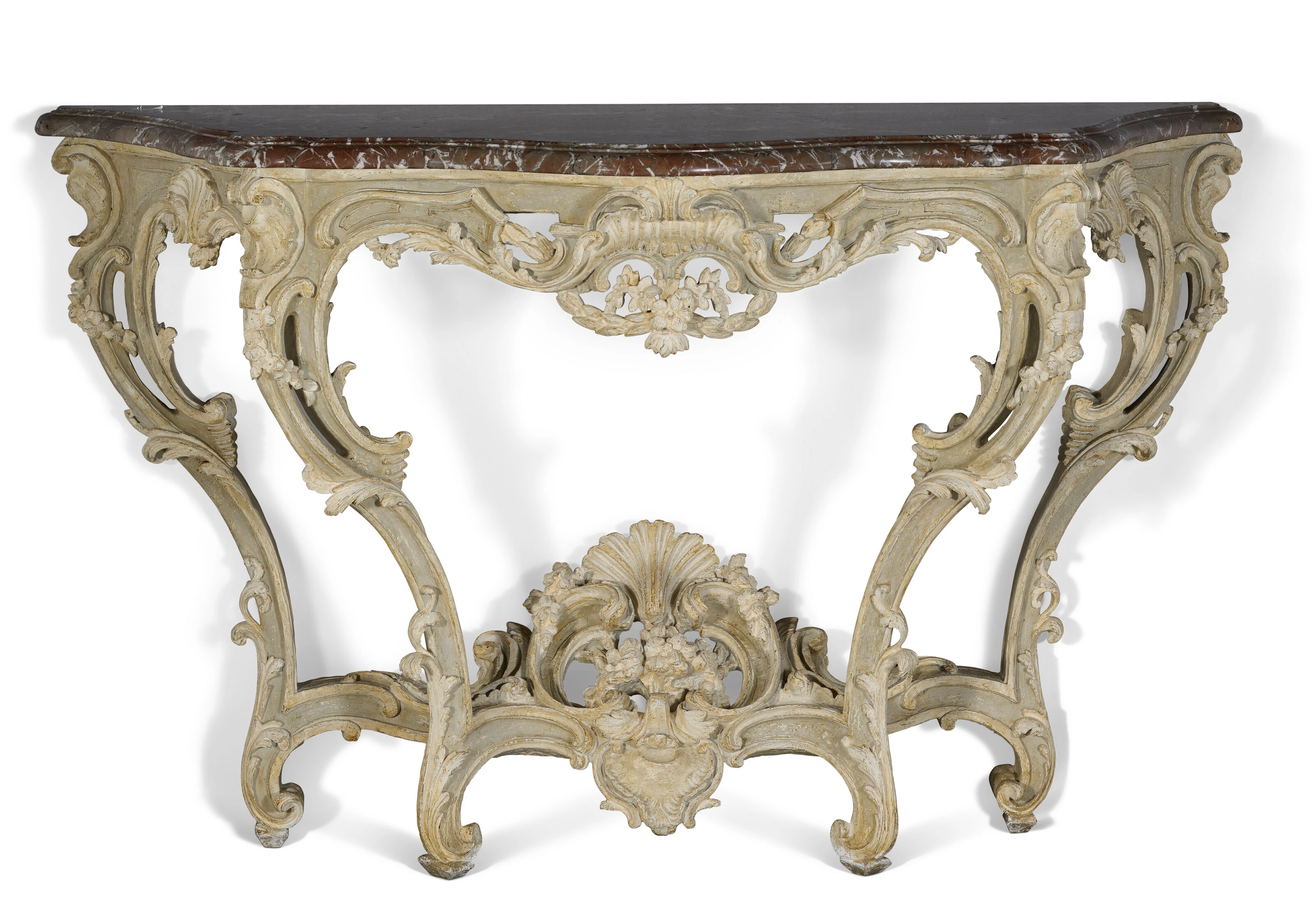 A Louis Xv Grey and White-Painted Console Table