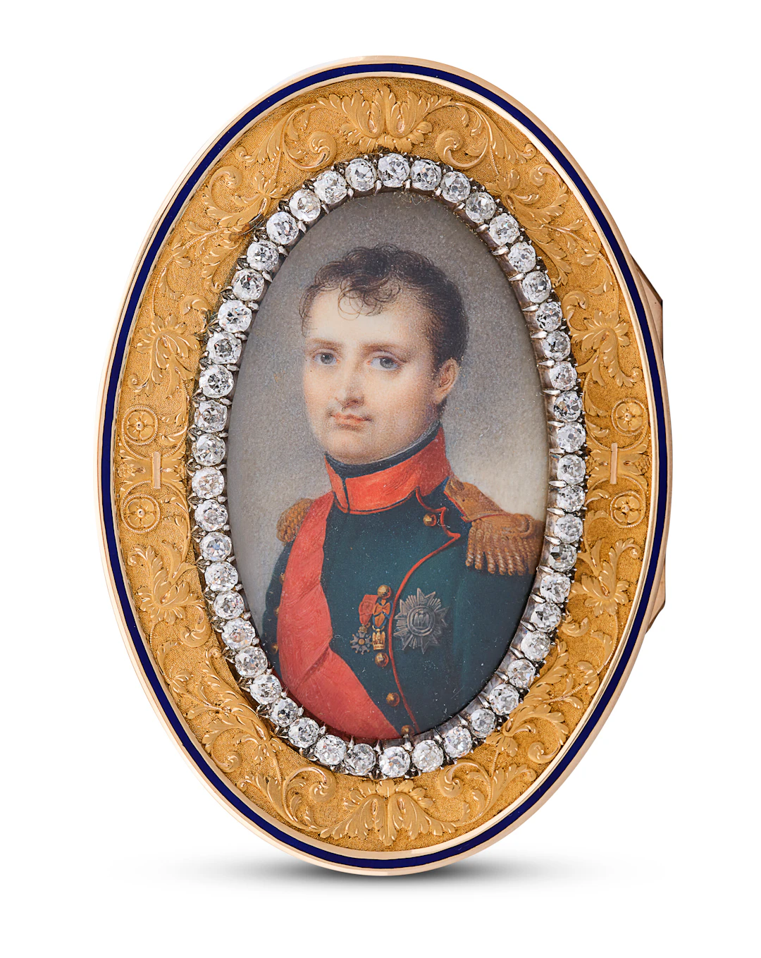 Tabatière De Présentation En or Émaillé Et Diamants Sertie D'une Miniature