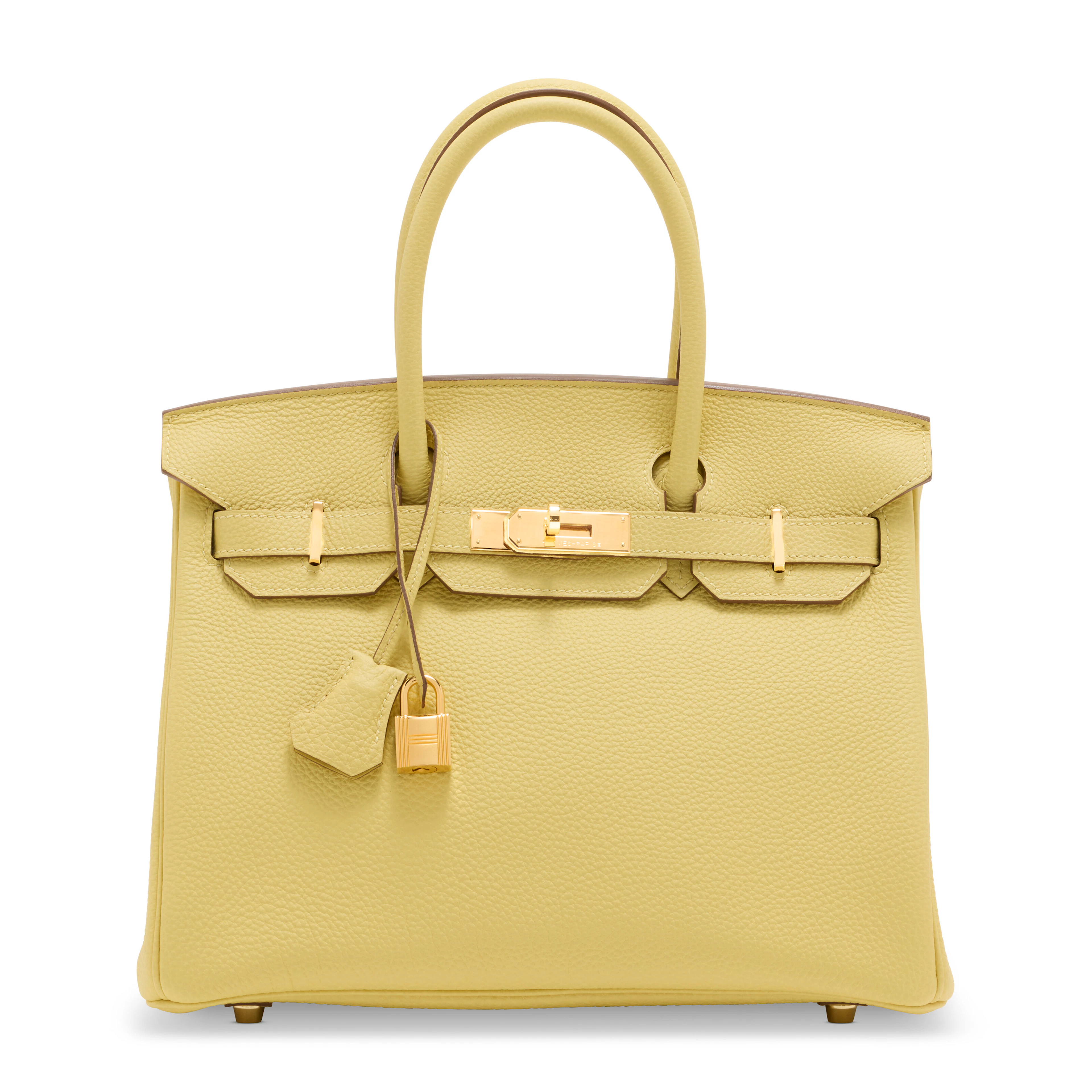 A Jaune Poussin Togo Leather Birkin 30 with Gold Hardware