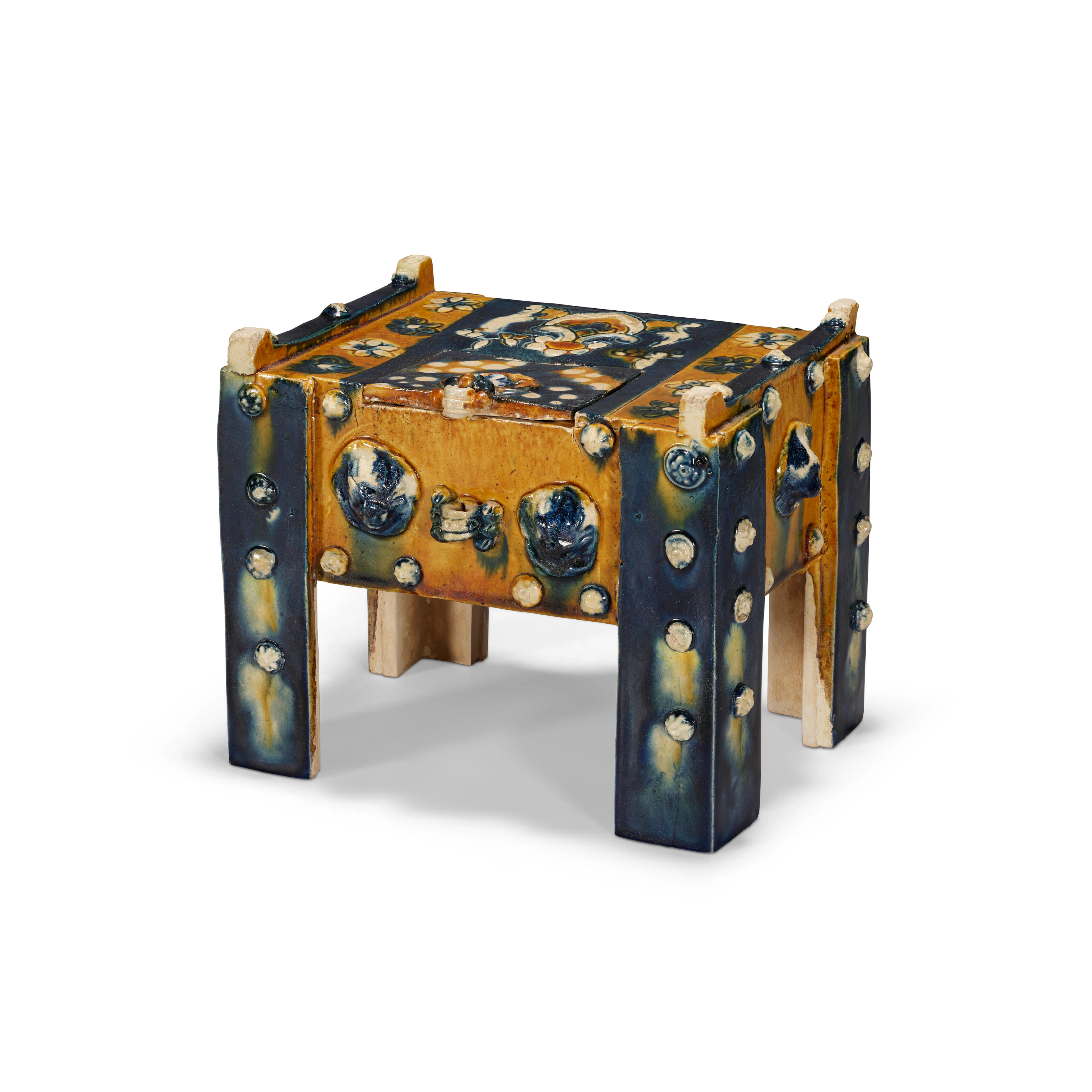 A Rare Sancai and Blue-Glazed Money Chest