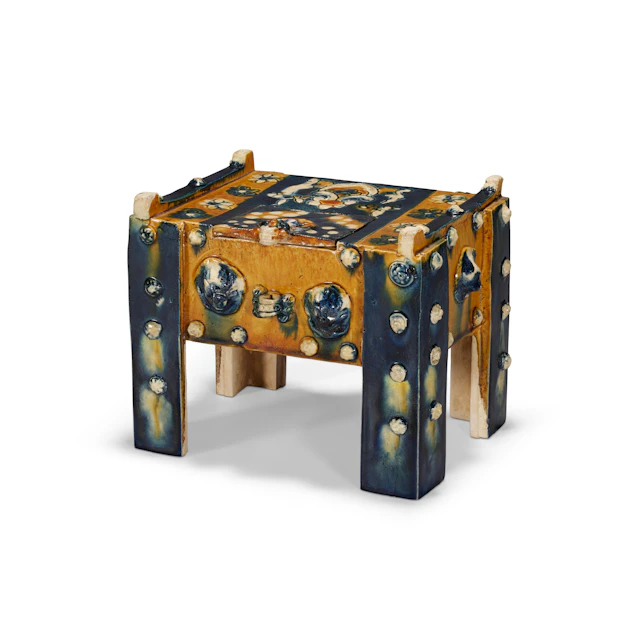 A Rare Sancai and Blue-Glazed Money Chest