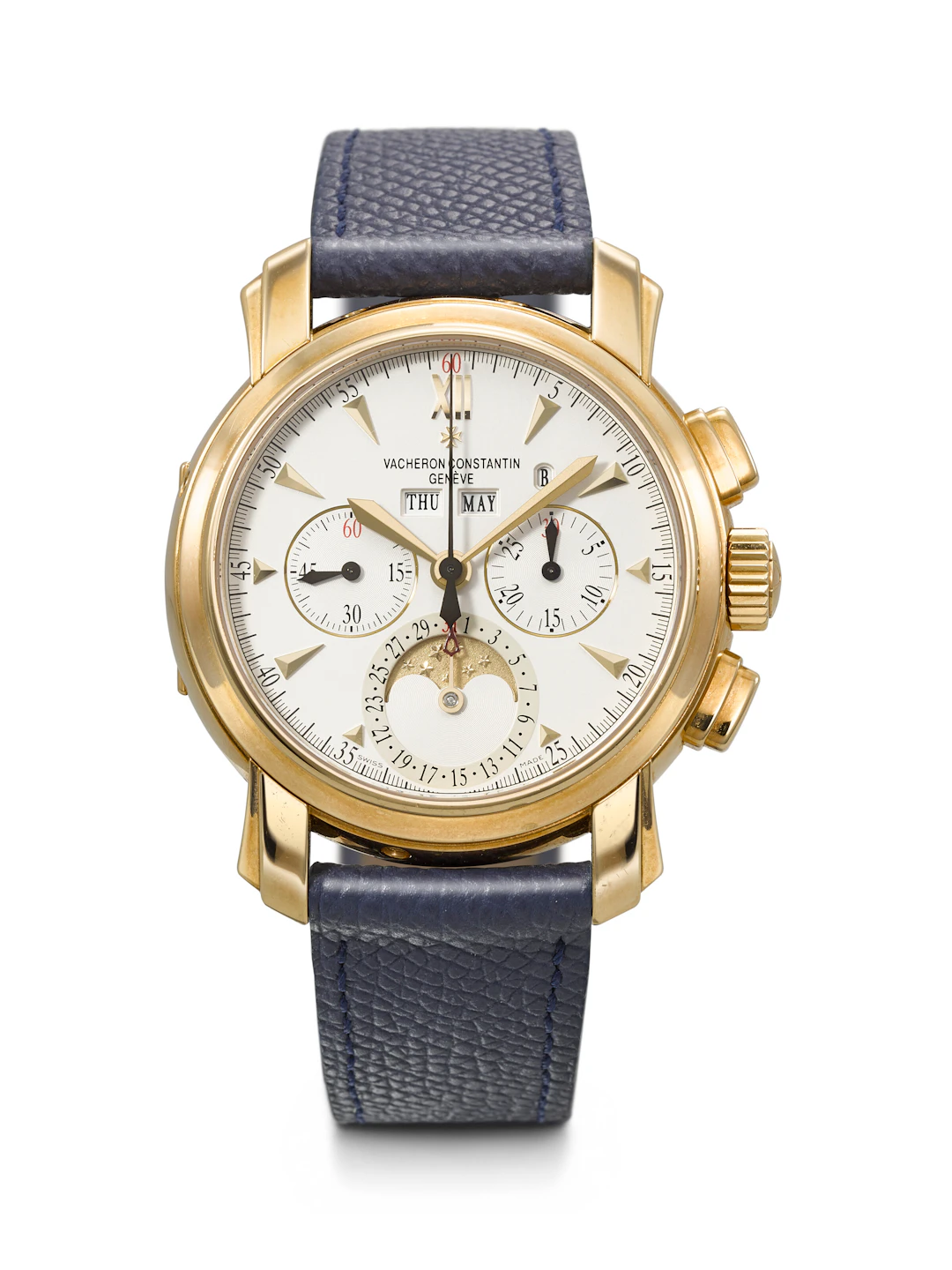 Vacheron Constantin. An Elegant 18K Gold Perpetual Calendar Chronograph