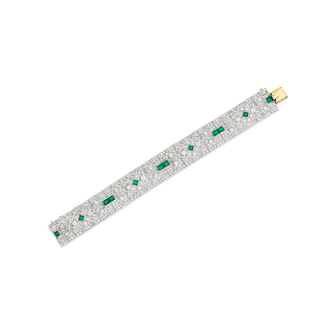 Art Deco Emerald and Diamond Bracelet