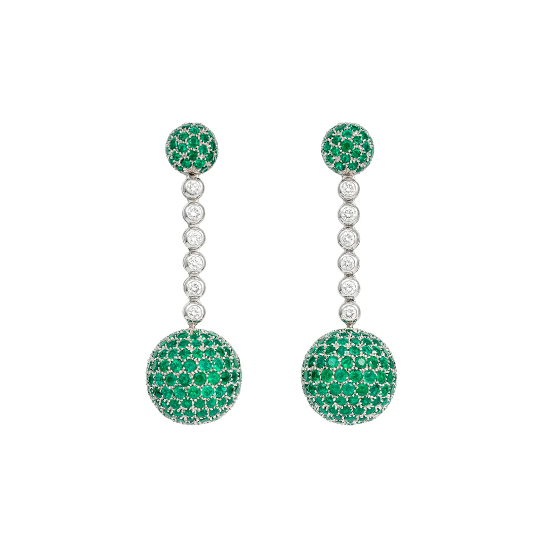 De Grisogono Pair of Emerald and Diamond 'Boule' Earrings