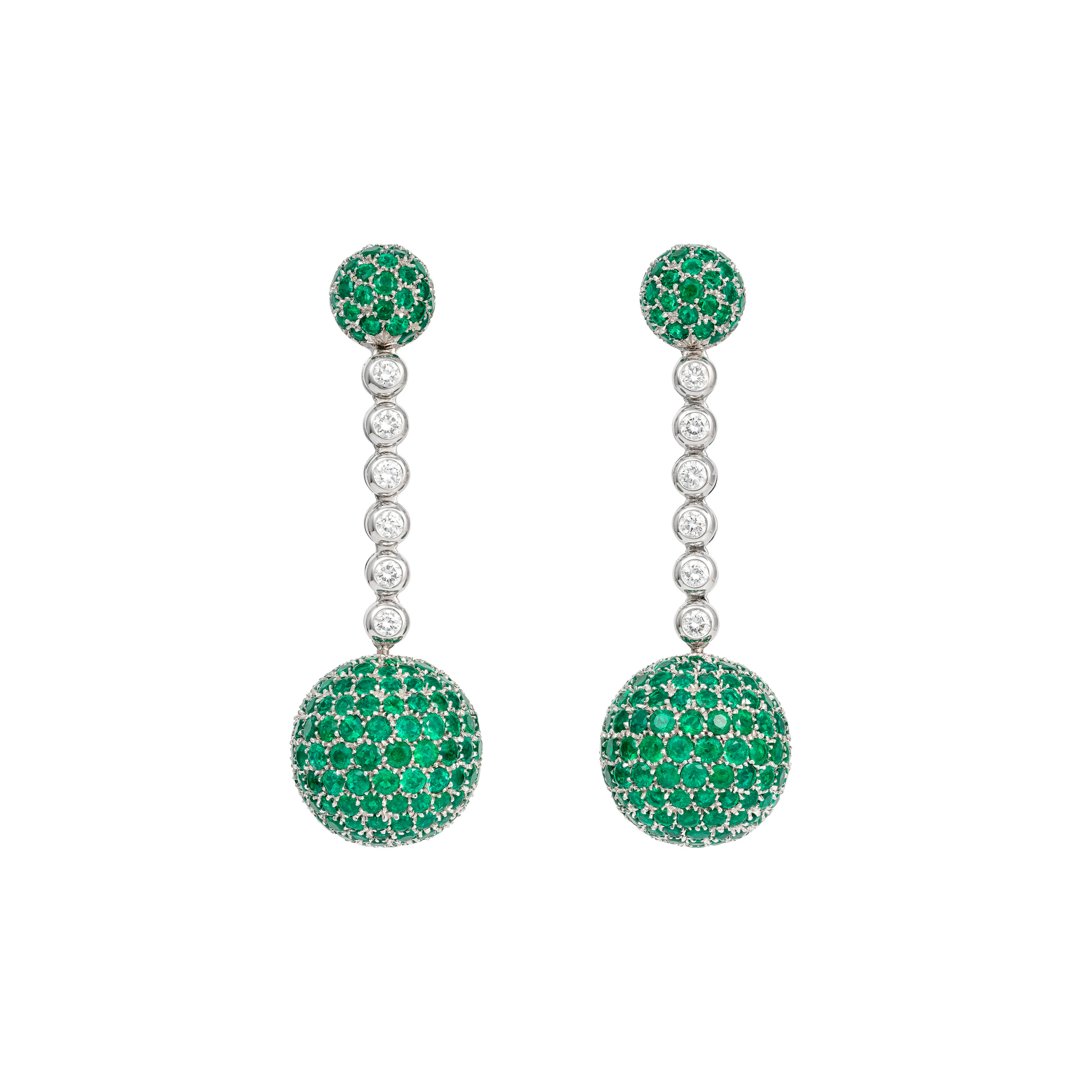 De Grisogono Pair of Emerald and Diamond 'Boule' Earrings
