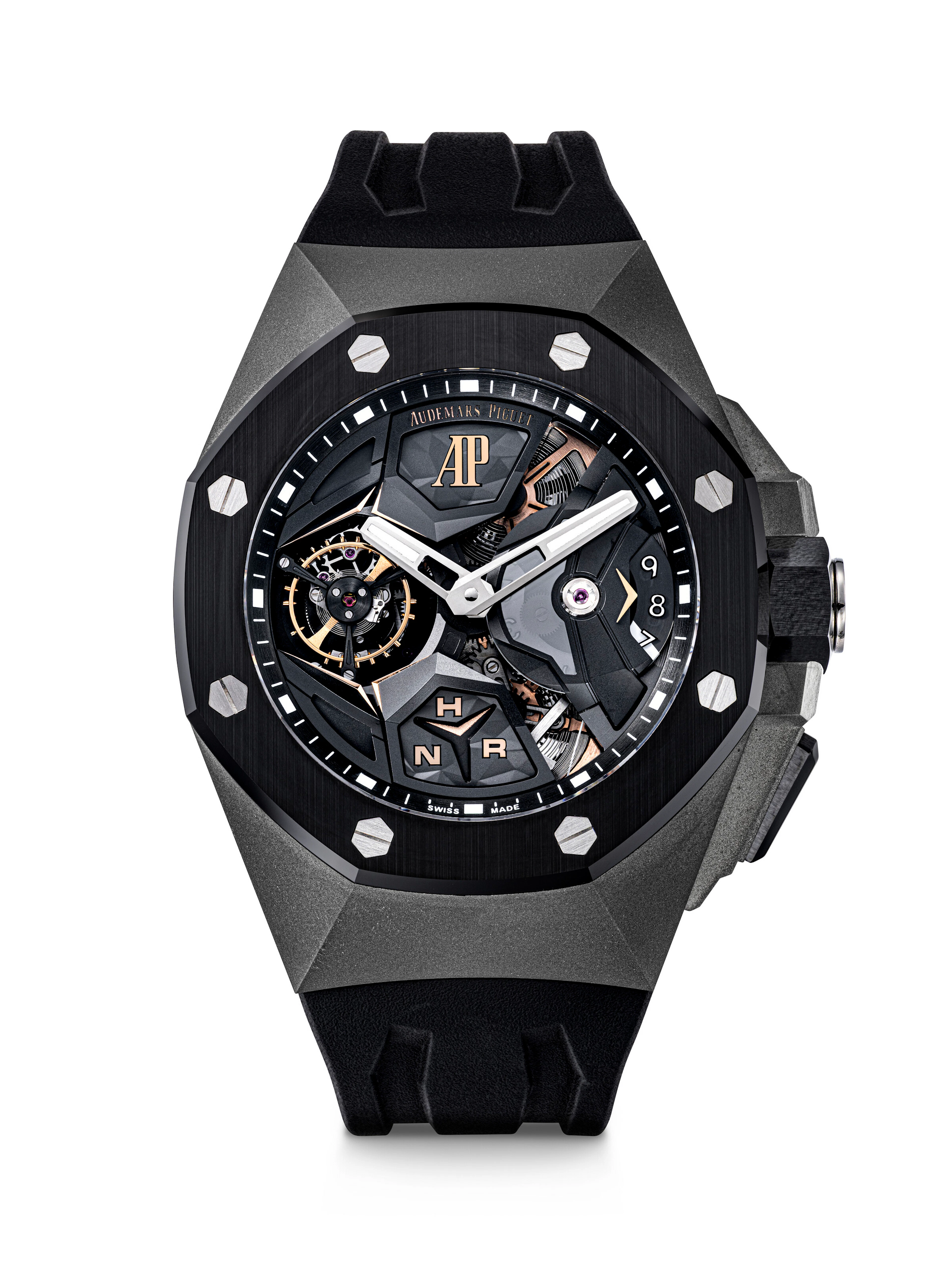 AUDEMARS PIGUET. A RARE AND IMPRESSIVE TITANIUM AND BLACK CERAMIC