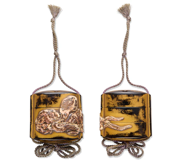 A Gold Lacquer Two-Case Inro