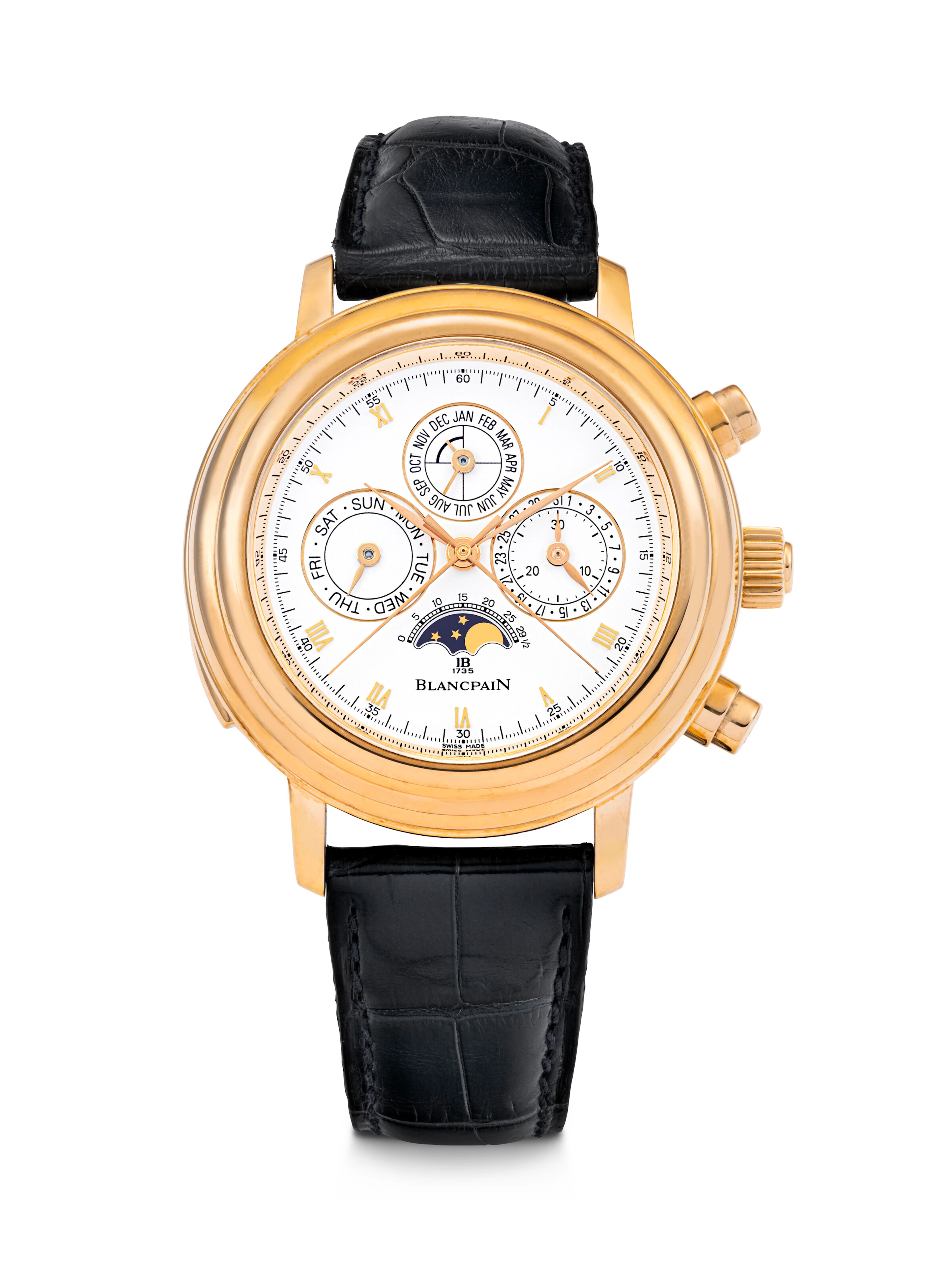 BLANCPAIN. AN EXTREMELY COMPLICATED AND RARE 18K PINK GOLD AUTOMATIC