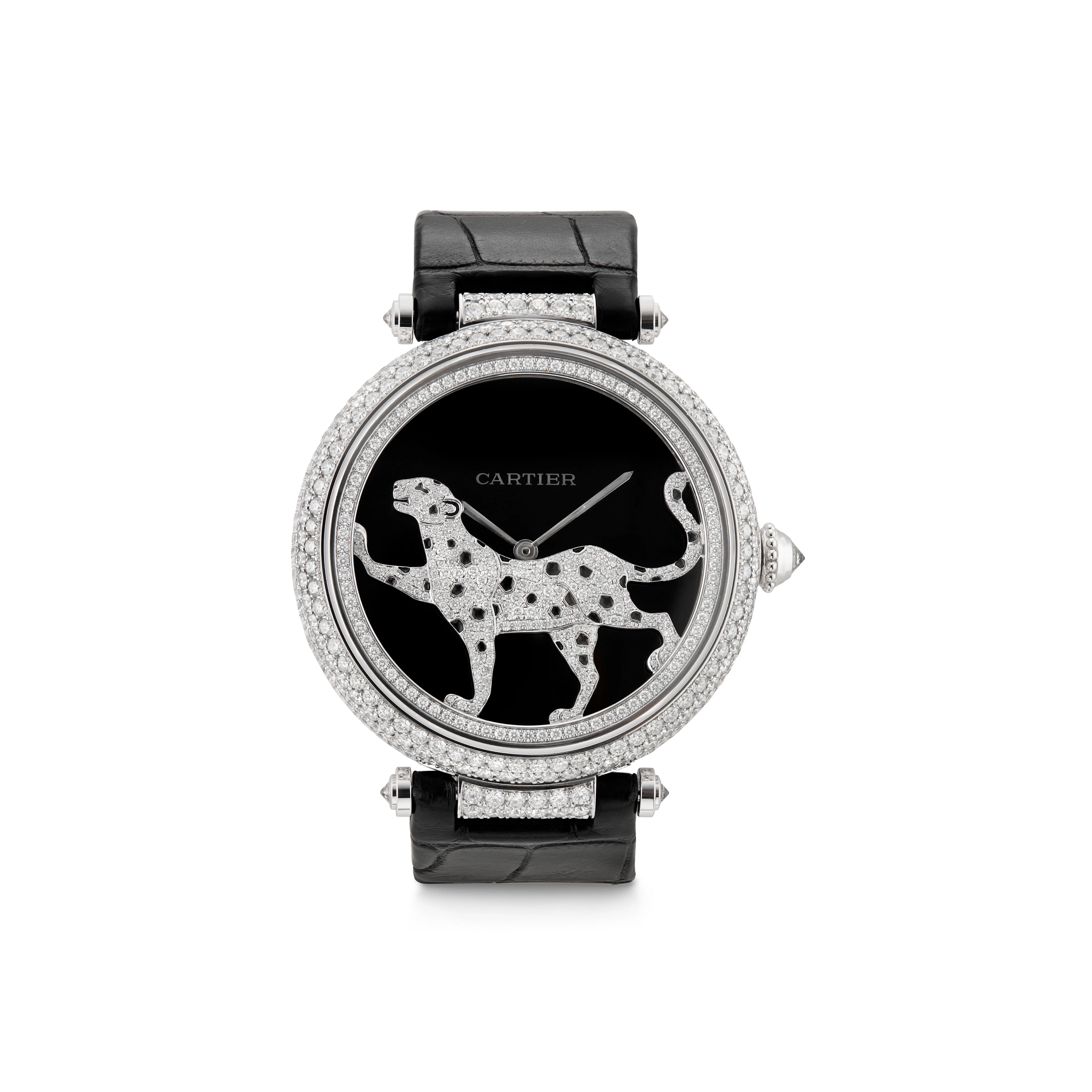 Cartier Diamond and Onyx 'Promenade D'une Panthère' Wristwatch