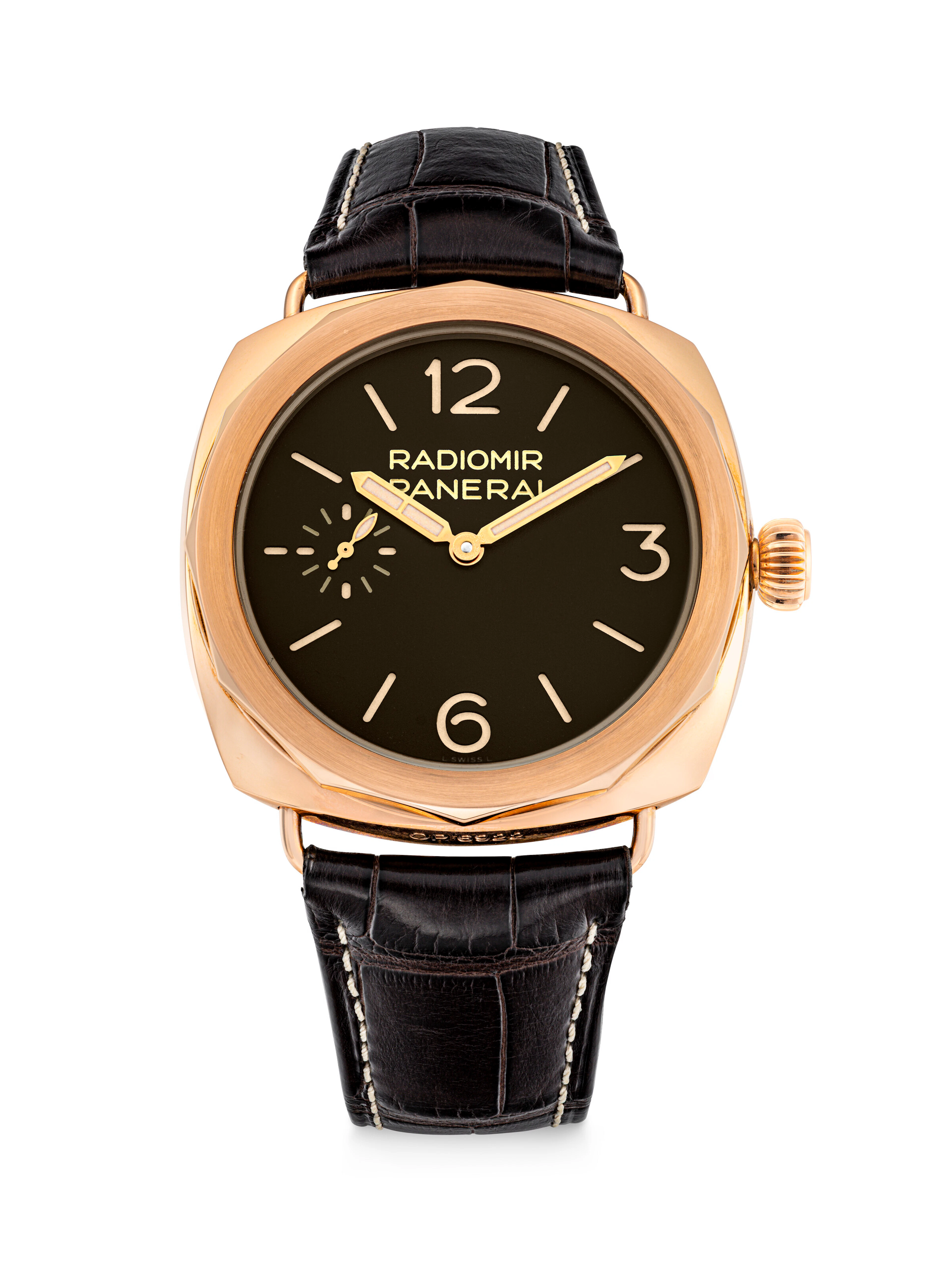 PANERAI. A RARE 18K PINK GOLD WRISTWATCH WITH MINERVA-BASED MOVEMENT