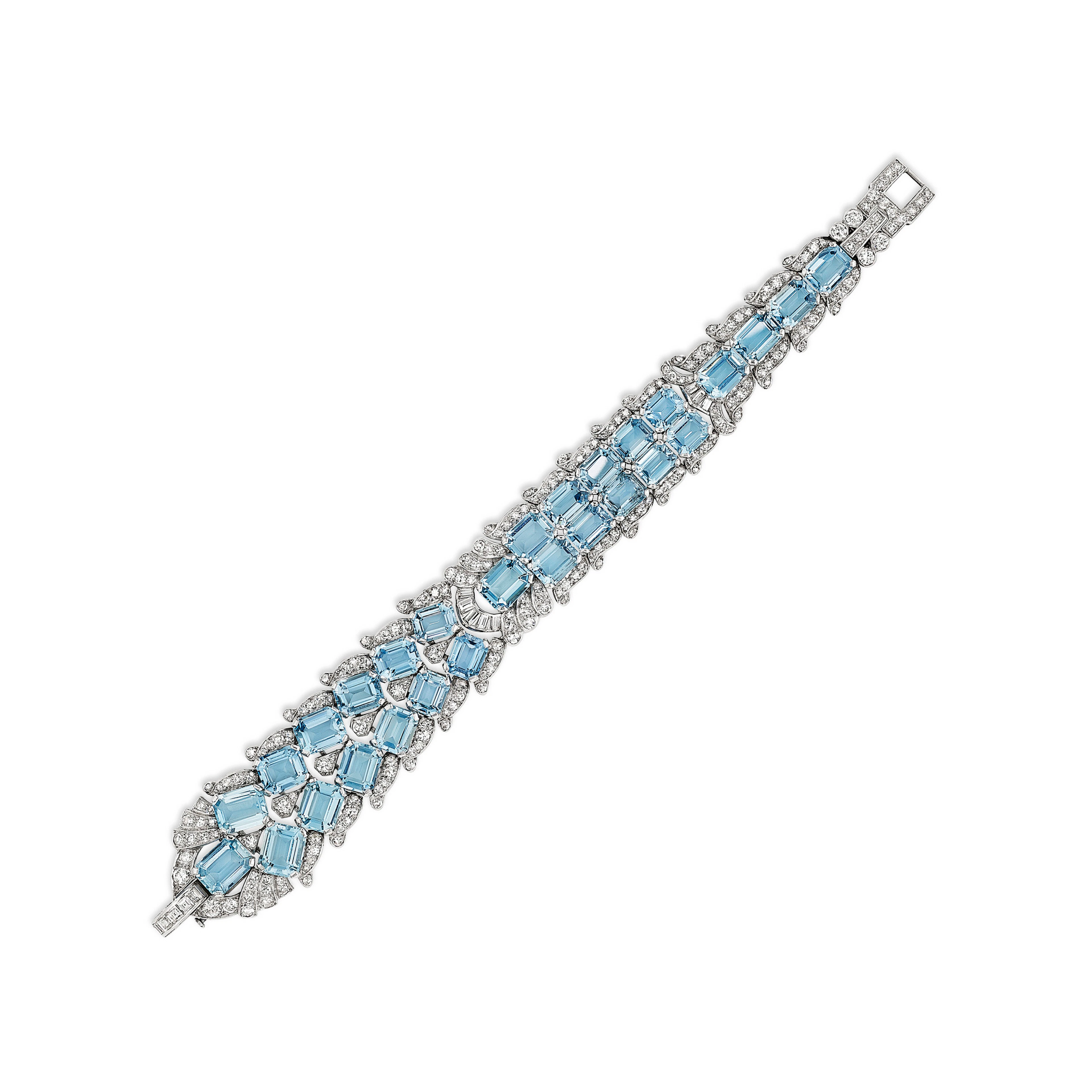 Art Deco Aquamarine and Diamond Bracelet