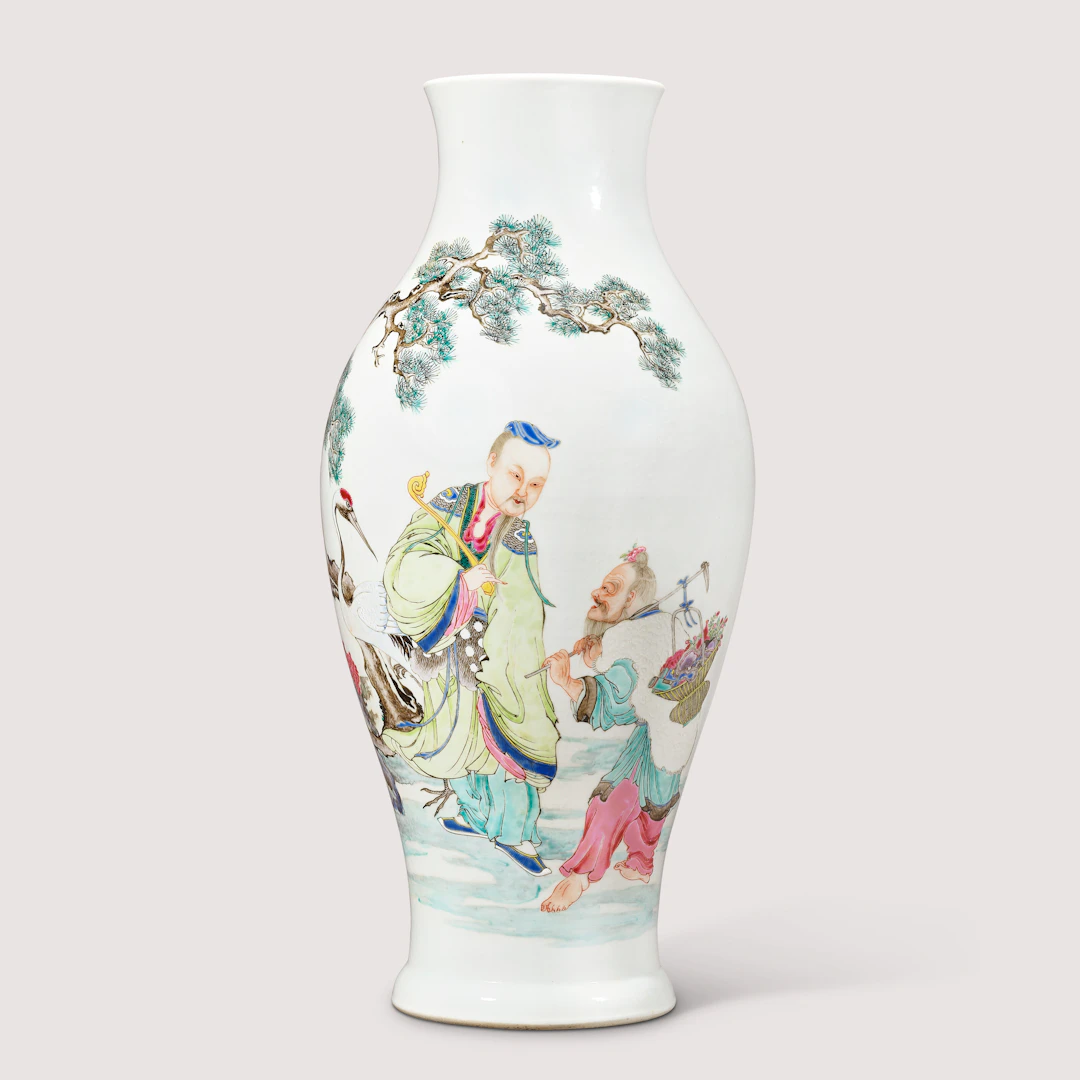 A Fine and Possibly Unique Yangcai ‘Immortals’ Vase, Ganlan Ping