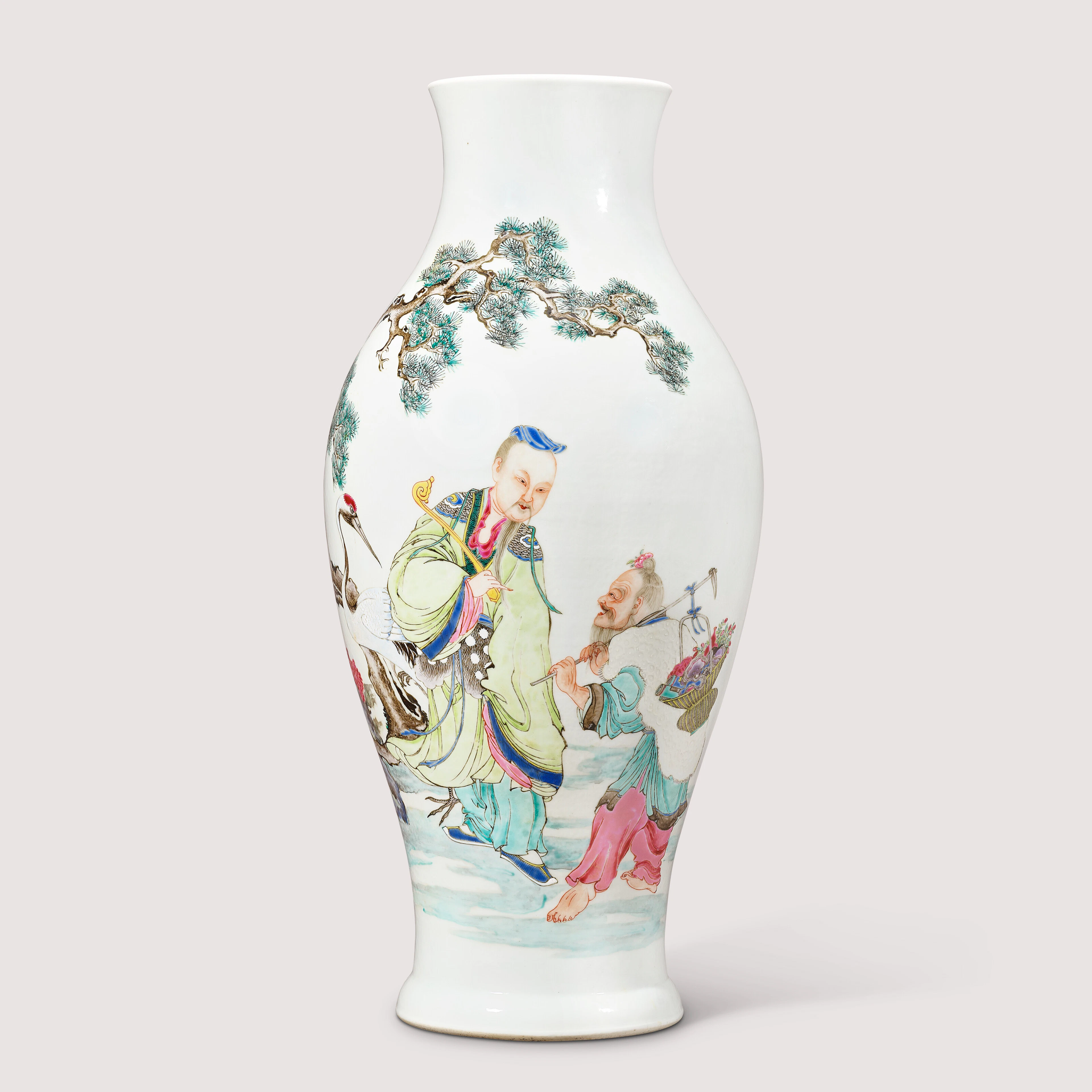 A Fine and Possibly Unique Yangcai ‘Immortals’ Vase, Ganlan Ping
